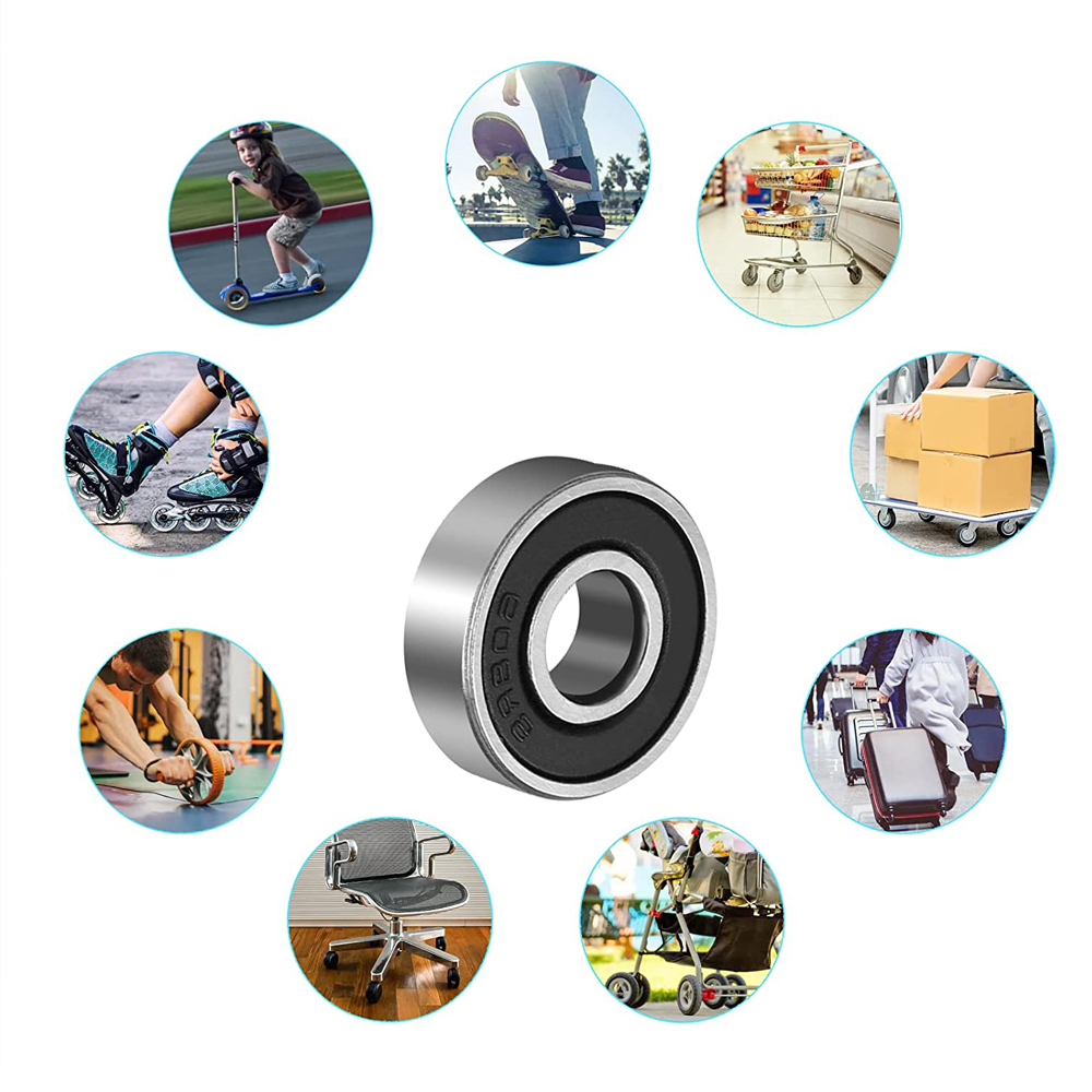 608-2RS Ball Bearing 8x22x7 Two Rubber Sealed Chrome Skateboard 608RS (20pcs)