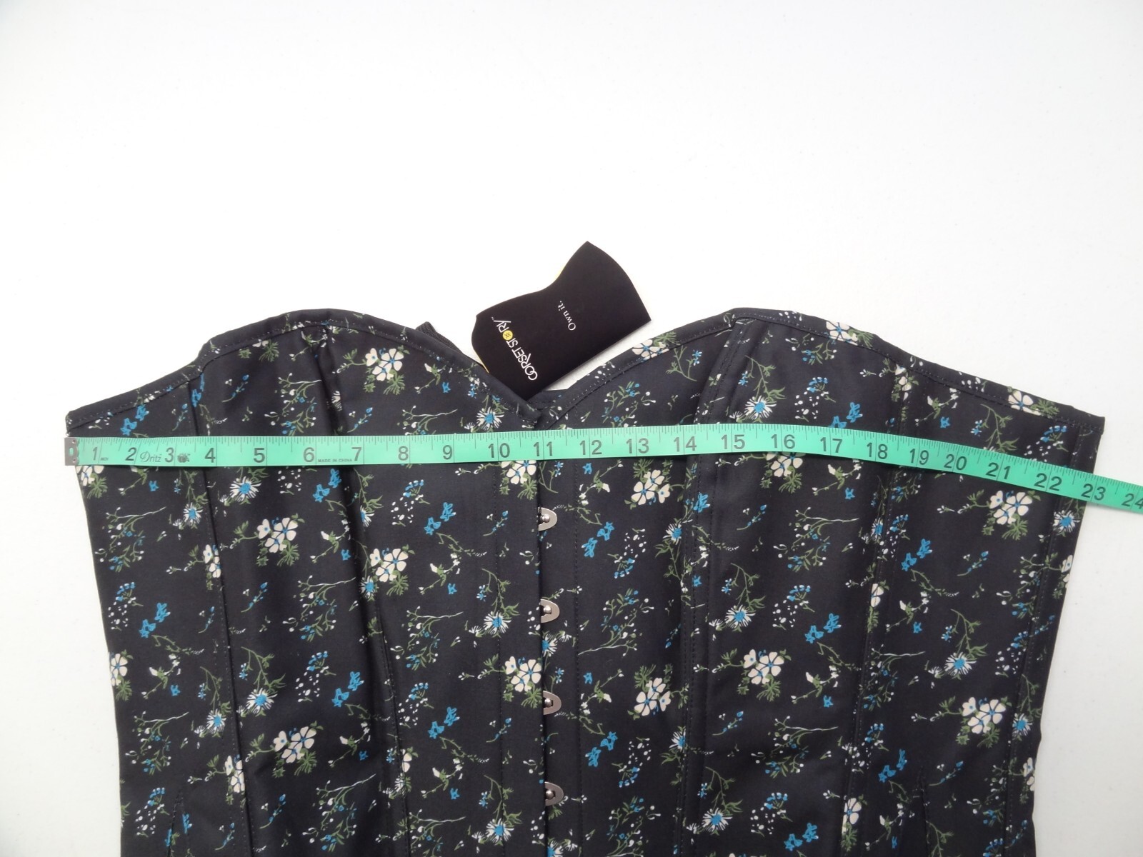 NWT Corset Story 44 Ditsy Floral Printed Overbust Spiral Steel Bone Navy Flowers