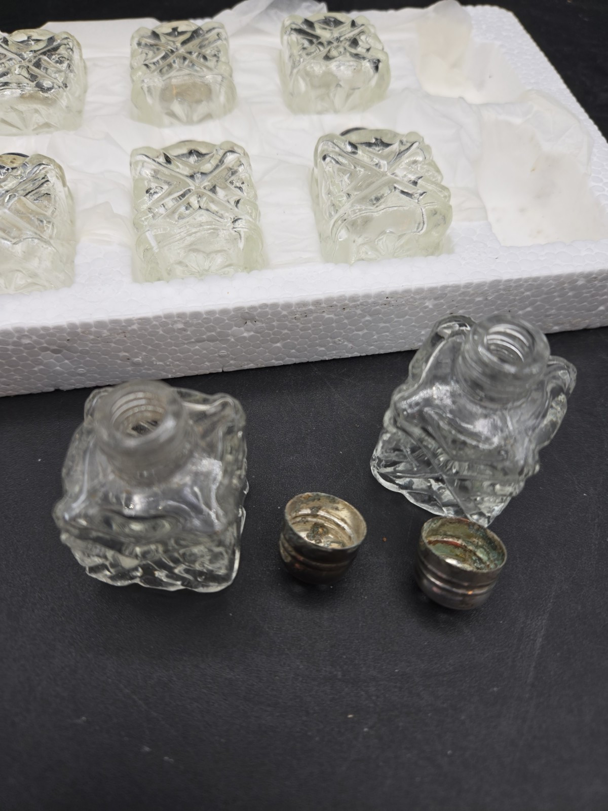 Vintage Individual Miniature Salt Pepper Shakers Silverplate Glass