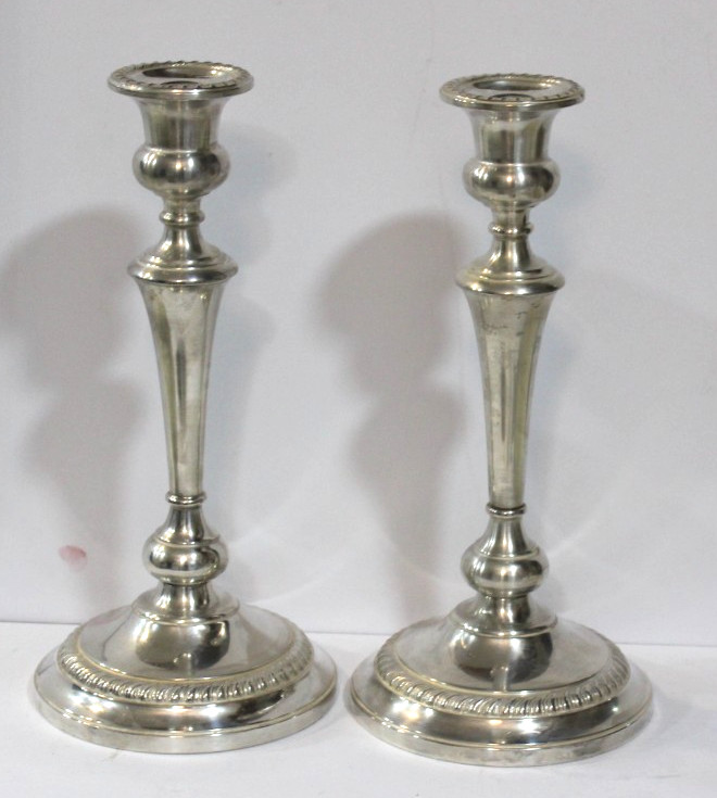 Pair Sterling Silver Preisner Candelabra Georgian 3 Arm Candlesticks 16" #743