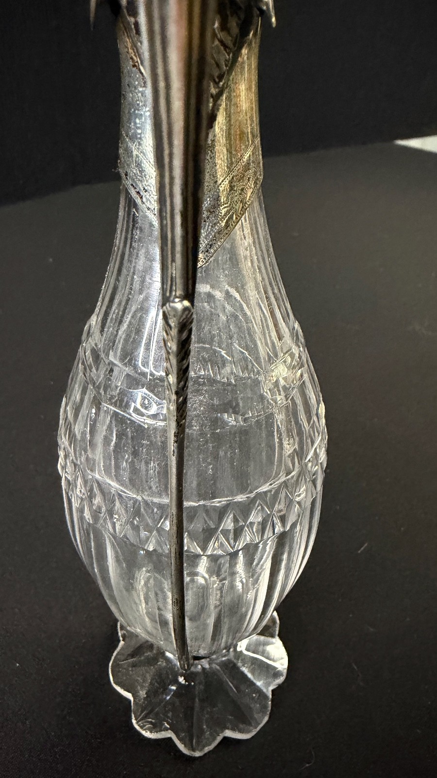 Antique English George III Sterling & Cut Glass Decanter 1800