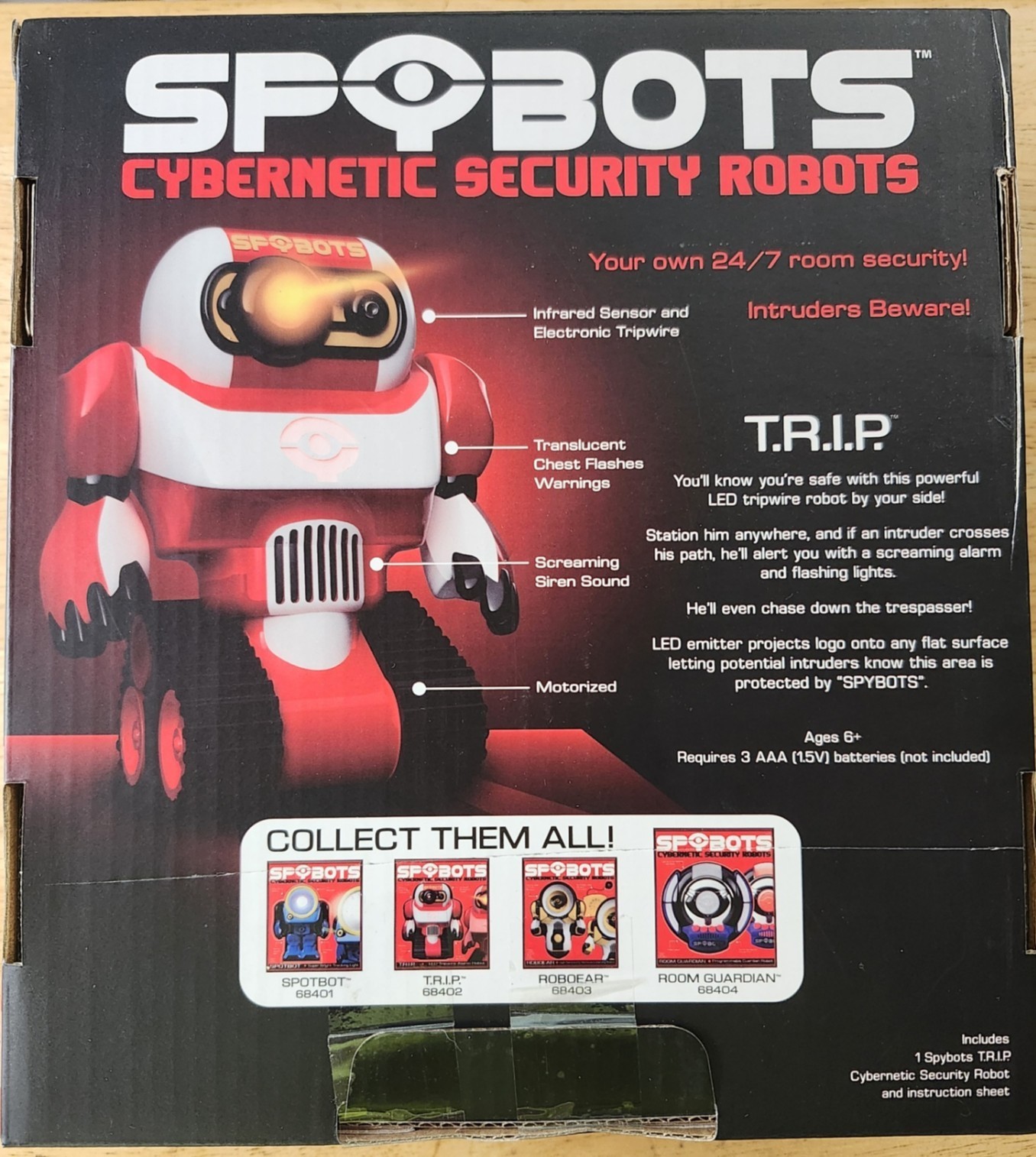 SpyBots : Red Cybernetic Security Robot : T.R.I.P. : LED Tripwire Alarm