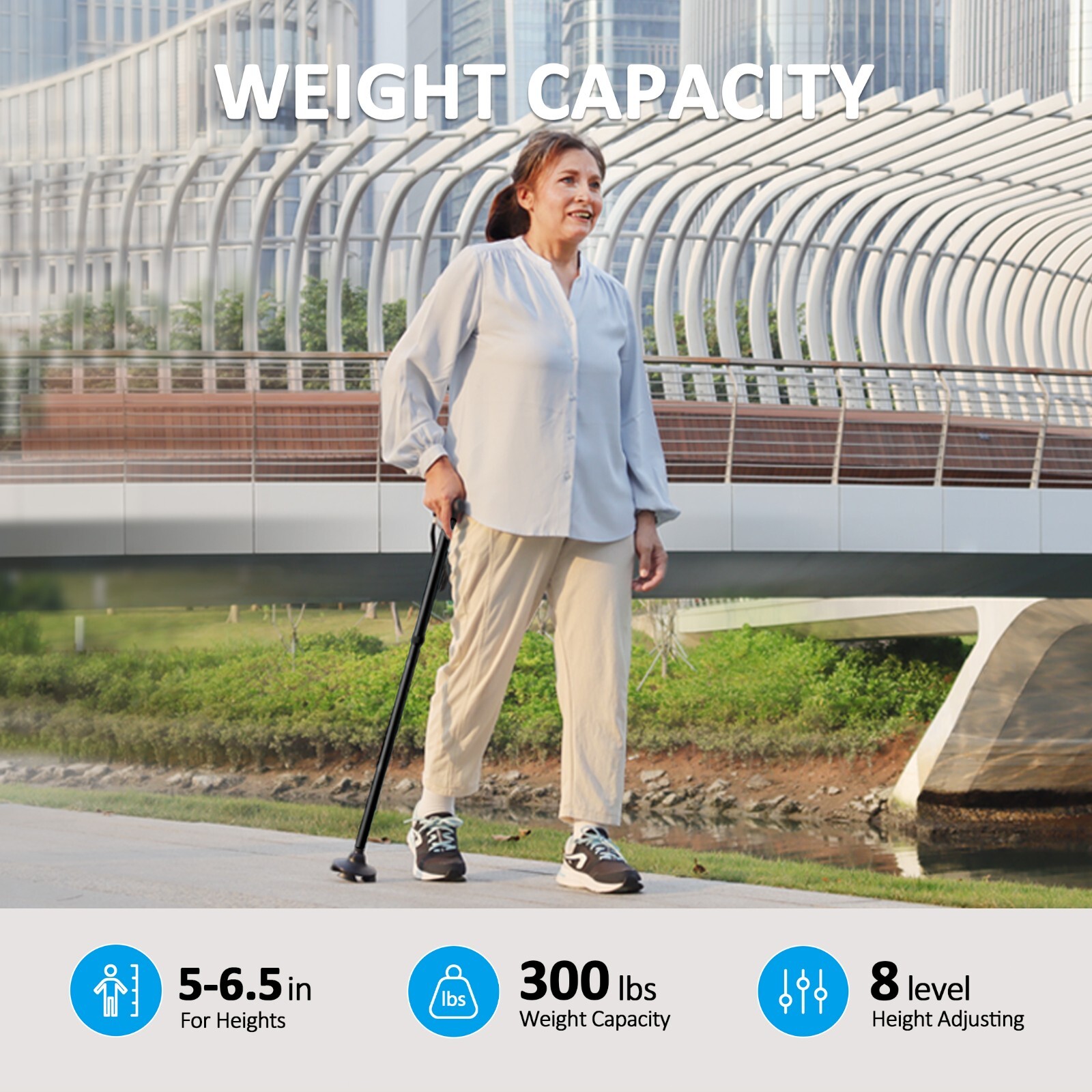 Adjustable Walking Cane,Lightweight Heavy Duty Sticks Pivot Tip Non-Slip