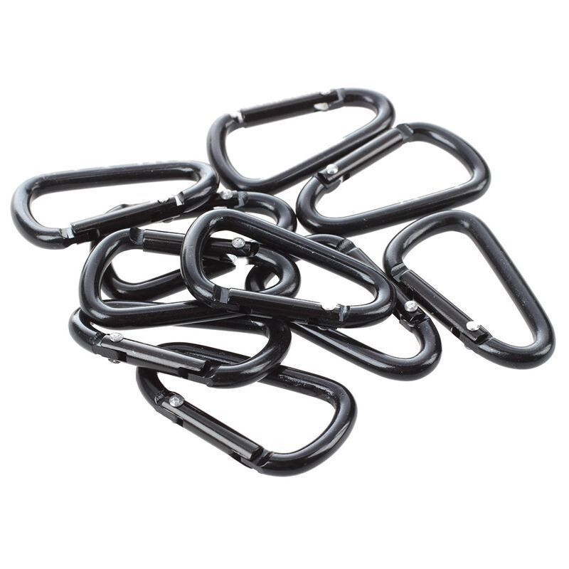 100x Mini Black Carabiners Spring Clip Hook Keychain Key D Ring Hiking Small