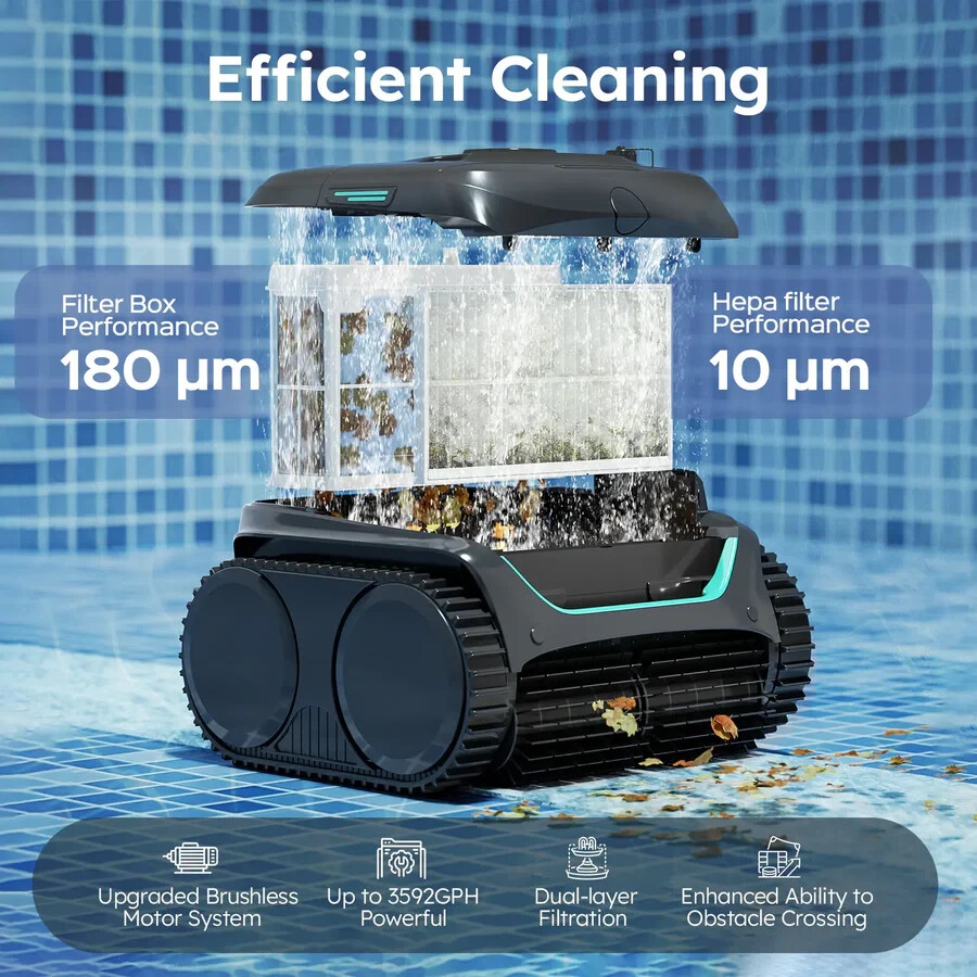 WYBOT C2 Robotic Pool Cleaner, Cordless Pool Vacuum for Inground Pools