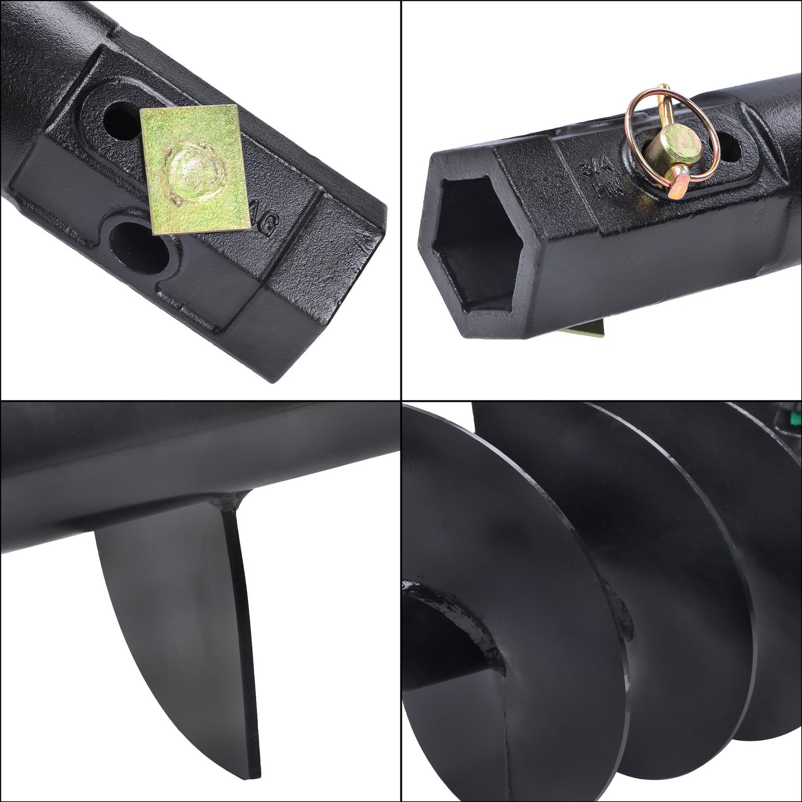 12 inch x 48 inch Auger Bit for Post Hole Digger, 2 inch Hex Connect W/ Pins