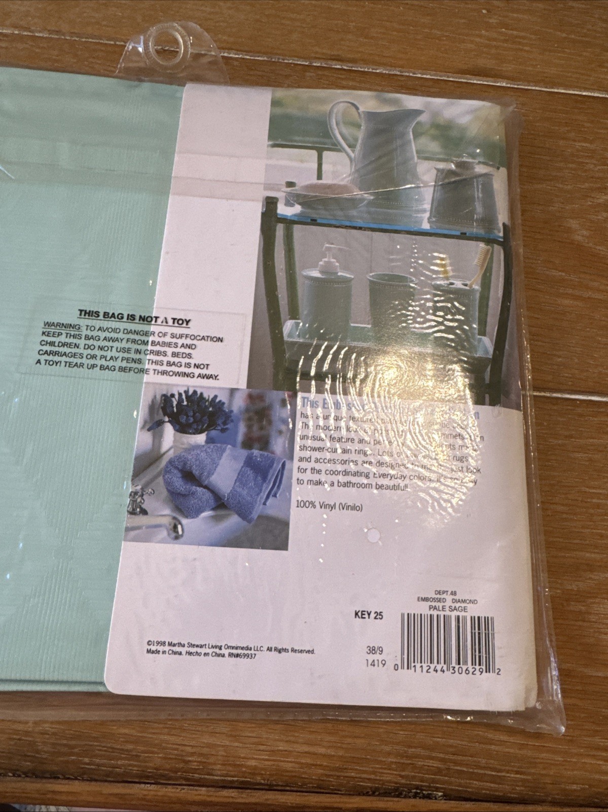 Martha Stewart Everyday Vinyl Shower Curtain Pale Sage 70W X 71L