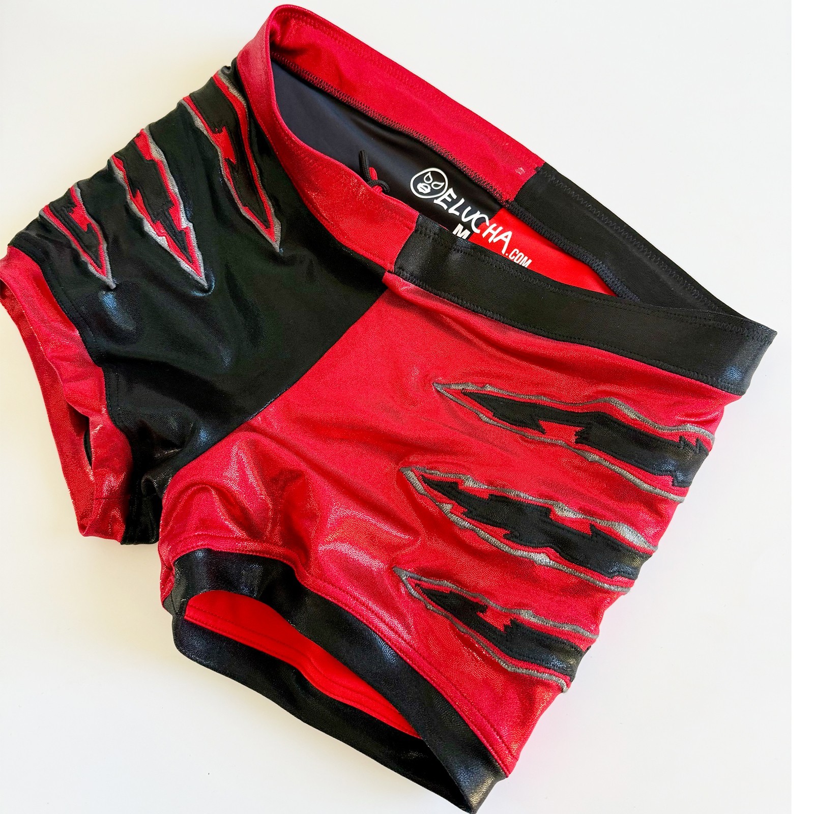 Pro Grade Wrestling Black on red claws Wrestling biker shorts trunks tights gear