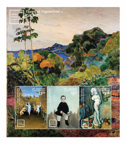 St. Vincent 2014 - Famous Paintings, Tropical Vegetation Gaugin - Sheet of 3 MNH