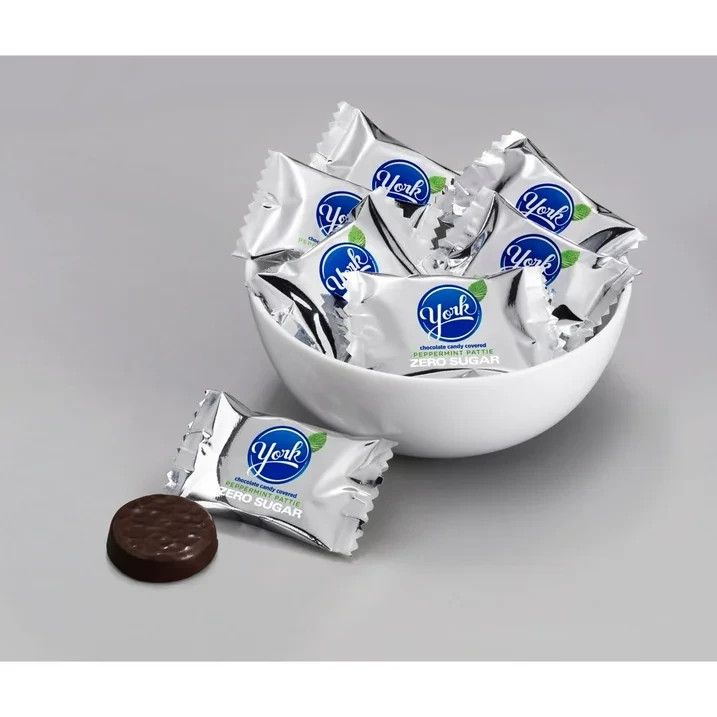 York Zero Sugar Chocolate Peppermint Patties Candy, Bag 5.1 oz. Free Delivery