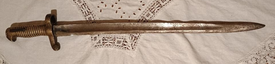 1860s Civil War Bayonet with Brass Handle Used Antique