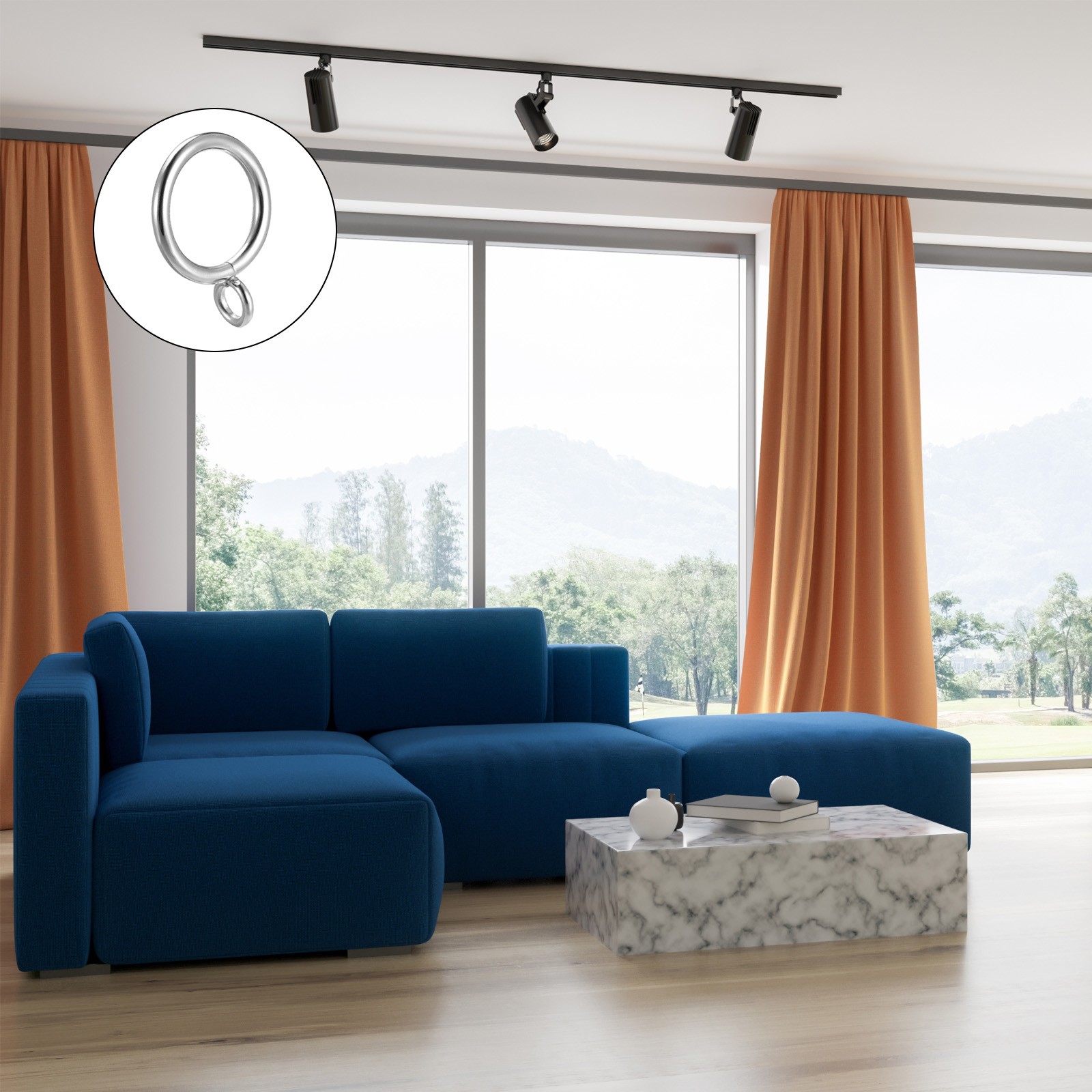 24Pcs Curtain Rings 1 Inch Metal Drapery Hanging Ring with Eyelets