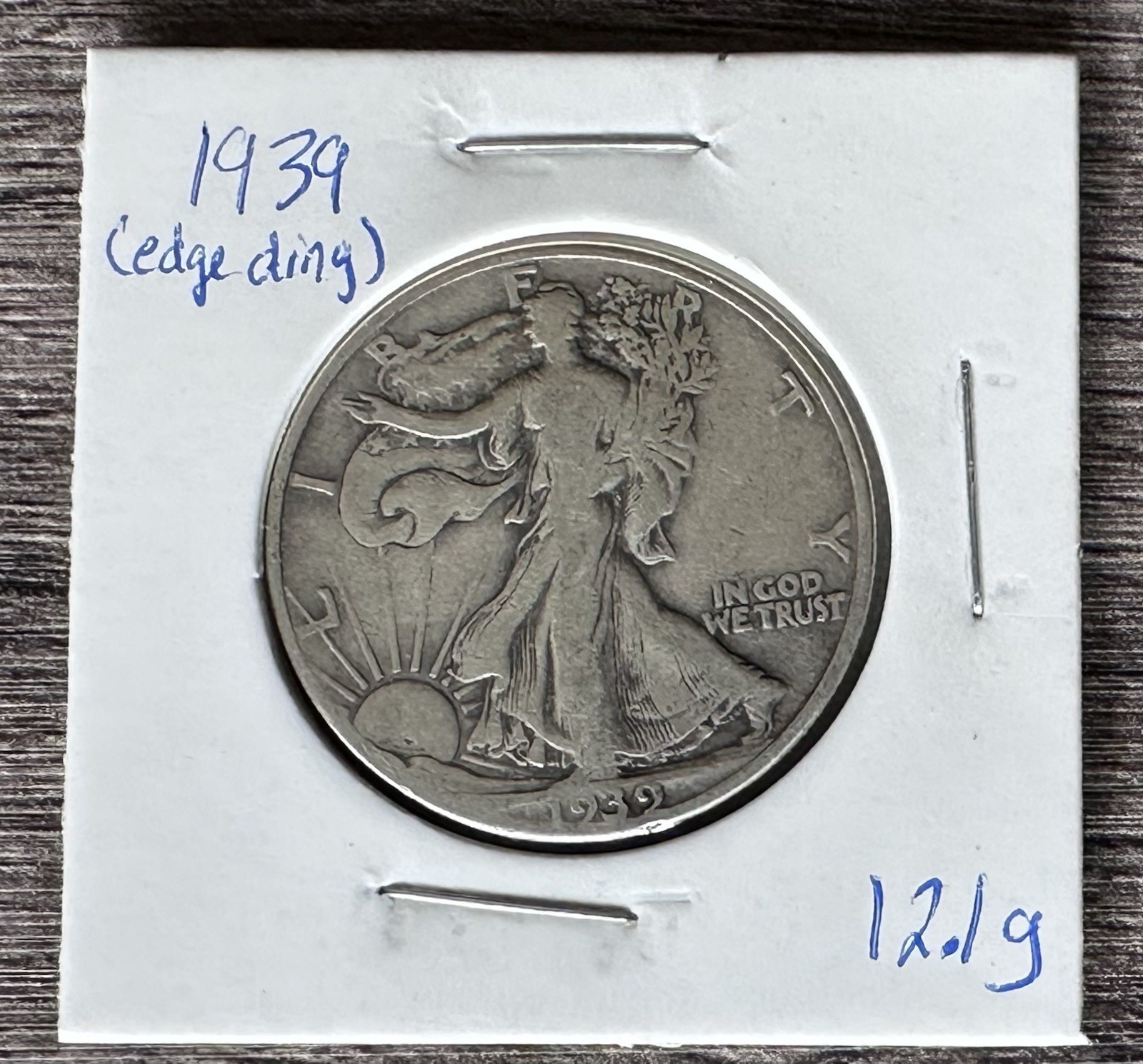 1939 P Walking Liberty Half Dollar - 90% Silver - Vintage Coin - *Edge Ding*