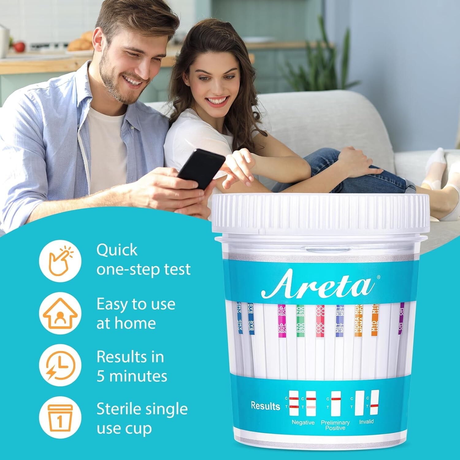 Areta Multidrug Test Cup - 12 Panel Urine Drug Testing Kit #ACDOA2-2124 - 1 Pack