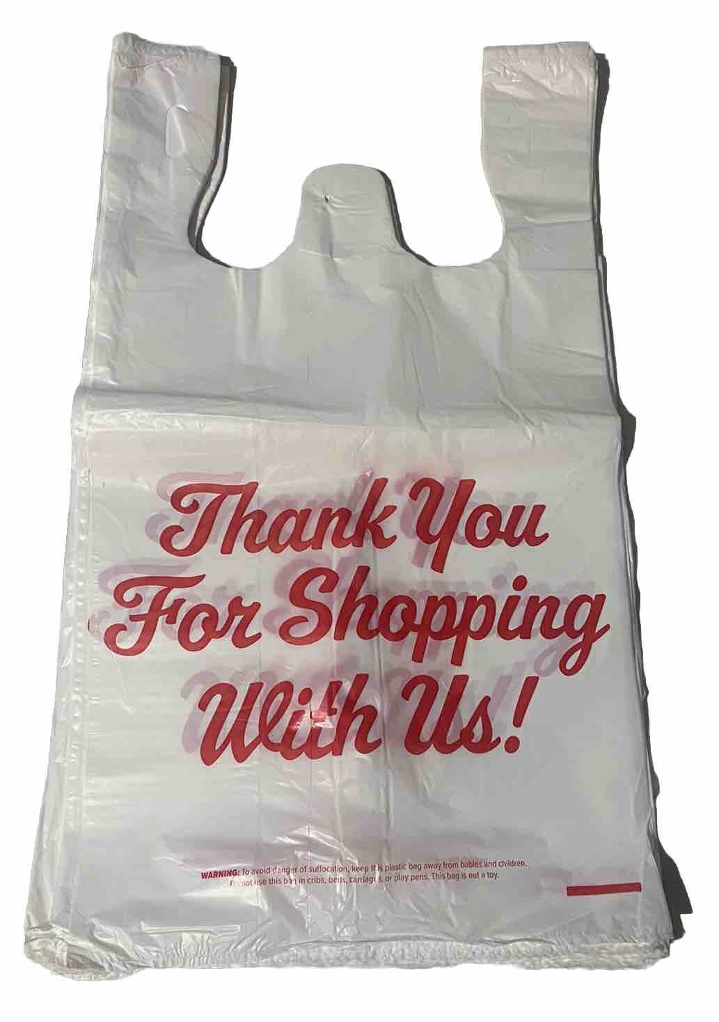 Bags 1/5 Large 23 x 13 x 8" Thank You" T-Shirt Plastic Grocery Shopping Bags
