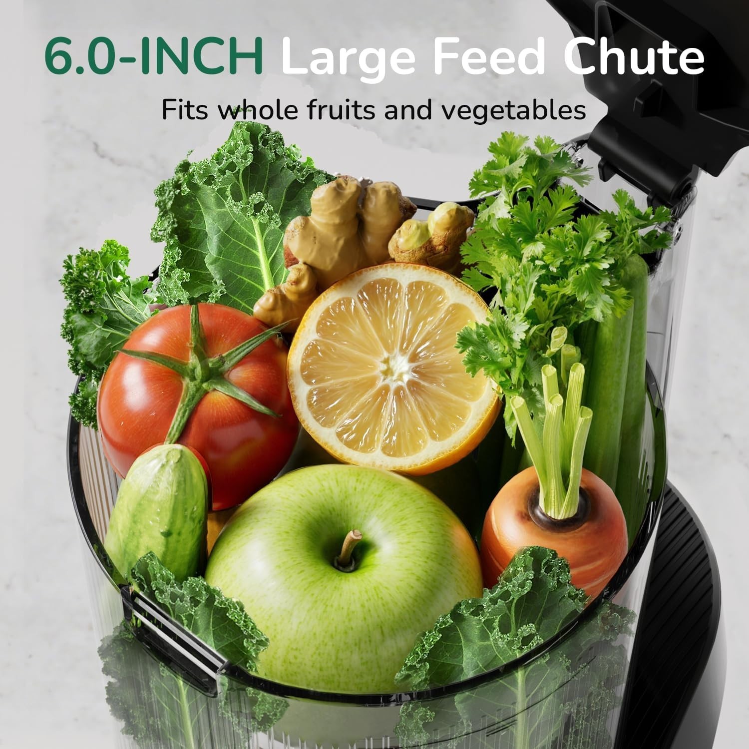 Canoly C16 Cold Press Juicer, 6" Extra Wide Feed Chute, 3-IN-1 Strainers (Juice