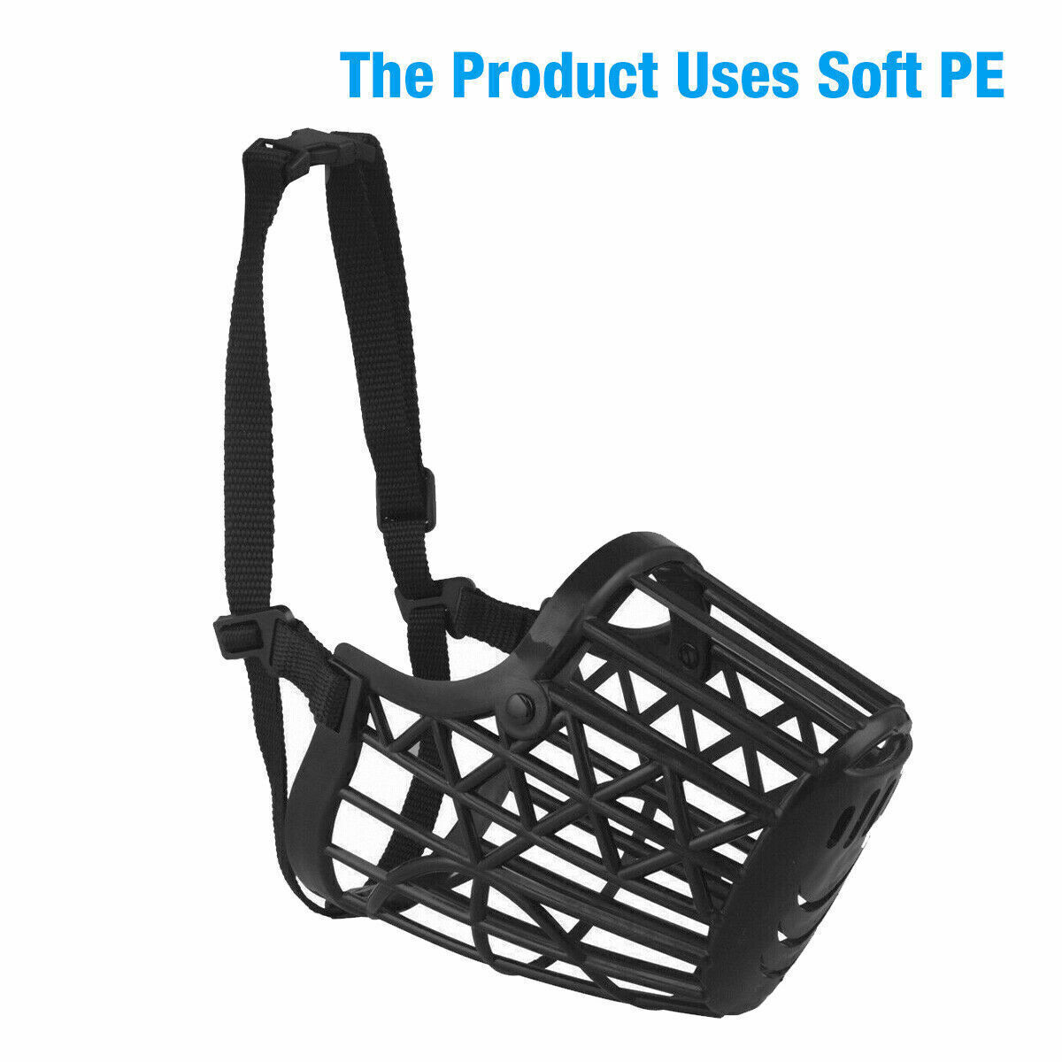 Large Pet Dog Basket Muzzle Mouth Cover Mesh Cage NoBarking Biting Chewing Black