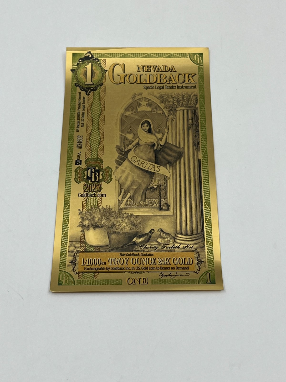 2023 One Nevada Gold Back 1/1000th Troy Ounce 24k Gold