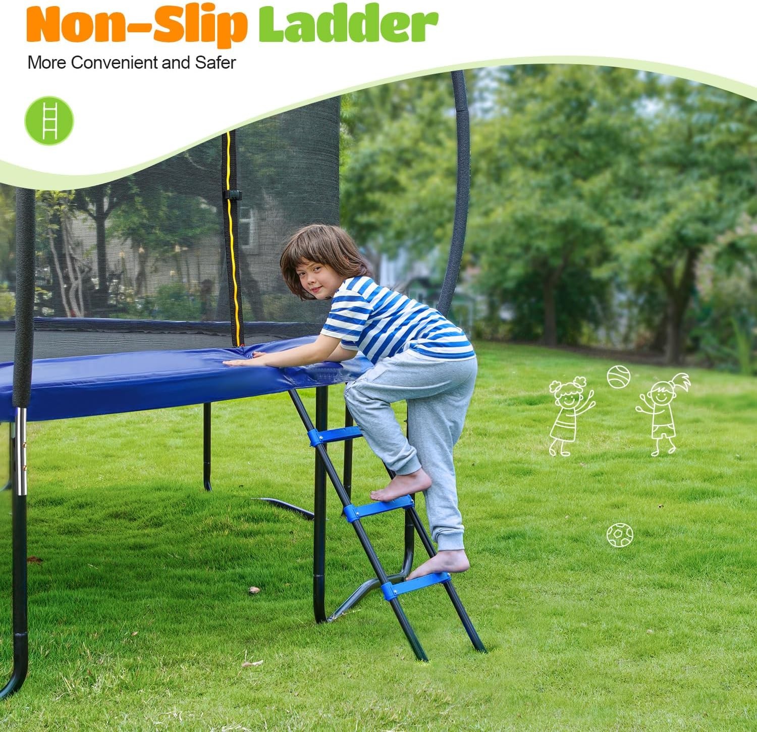 ORCC 1200LBS Weight Capacity Trampoline 16 15 14 12 10 8FT Yard Trampolines