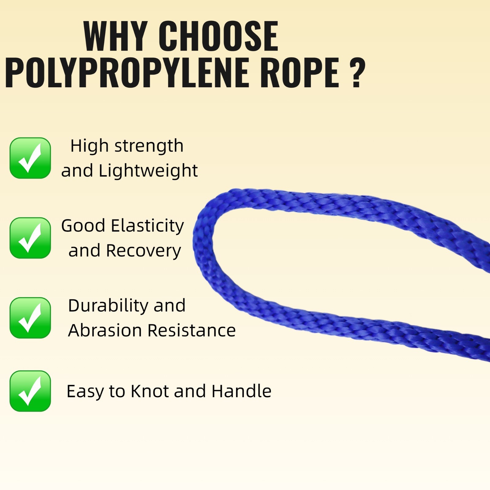 5/8 140 FT Polypropylene Solid Braid Rope for Camping Garden Work