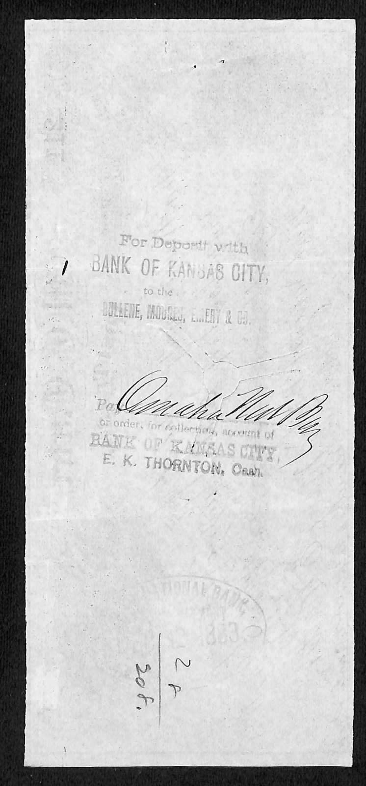 1883 M.E. Carter (Mary E. Carter) Post Trader Fort Bridger WY Territorial Check