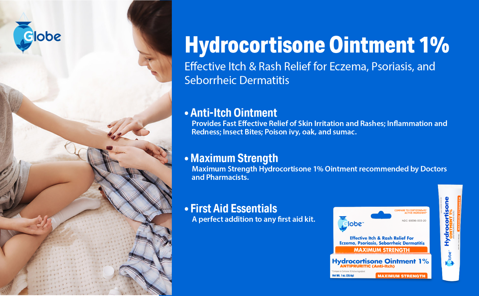 Hydrocortisone Ointment 1% 1oz Anti-Itch (Compare to Cortizone-10) - 3 pack