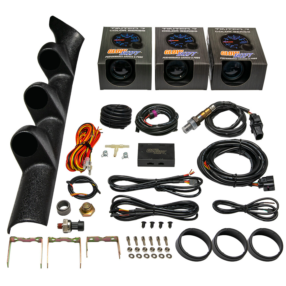 GlowShift T7 Boost, Oil PSI & Digital Wideband Gauges + Pod for 99-05 VW Golf