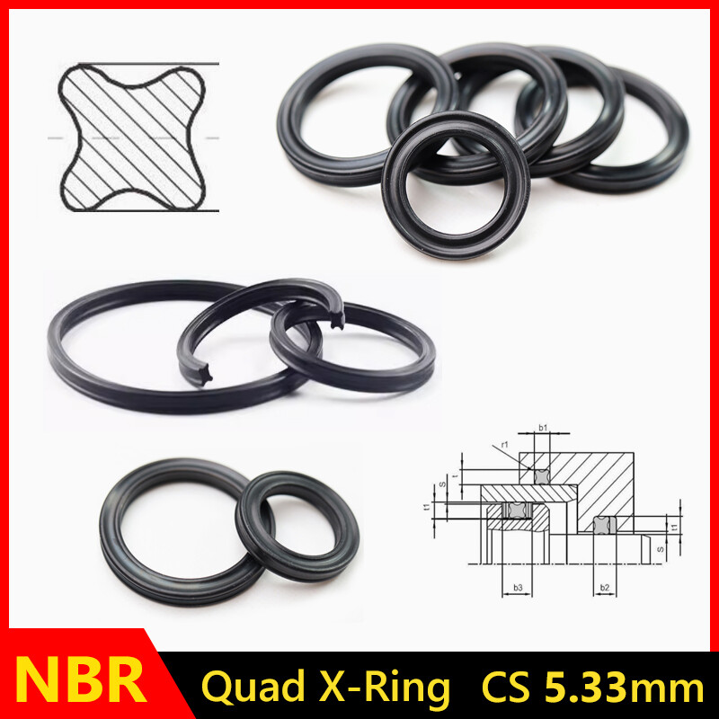 NBR Quad Ring X-Ring Oil Seal CS 5.33mm ID 10.46-658.88mm Nitrile Rubber