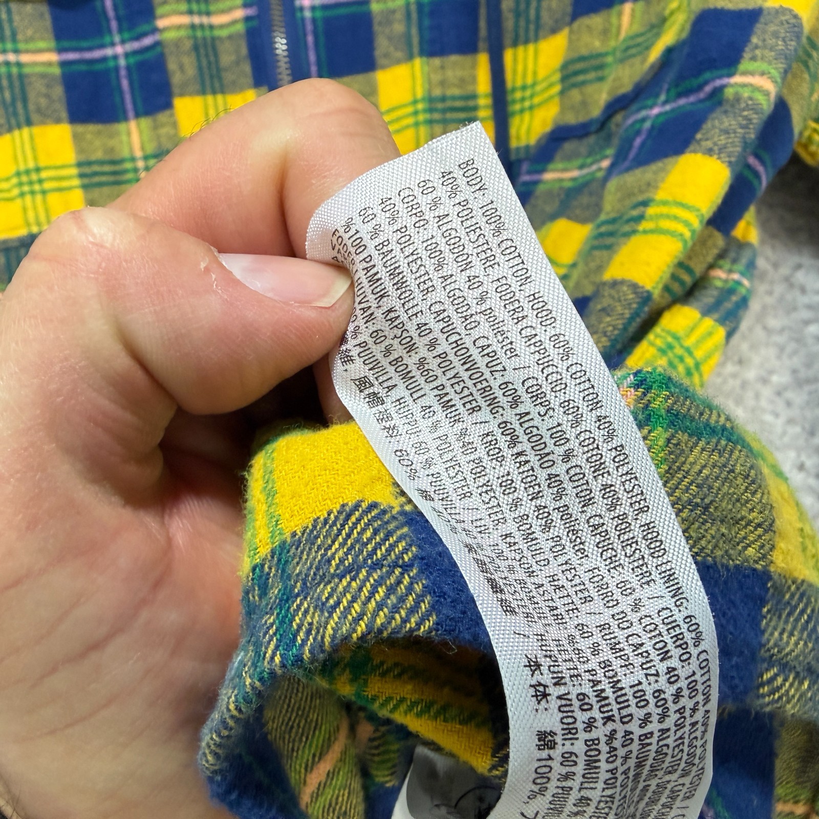 Disney Parks The Three Caballeros Full Zip Hoodie Yellow Blue Plaid Size Large