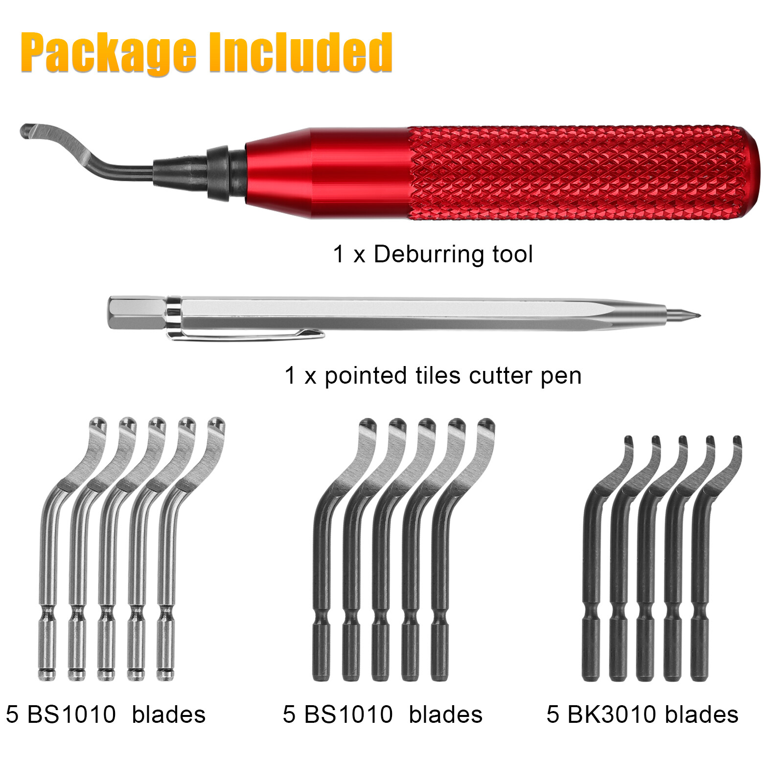 Deburring Tool + 15 High Speed Steel Rotary Burr Removal Blades + Cutter Pen Kit