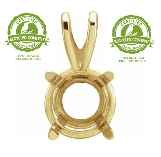 14K Yellow Gold Round Pre-Notched Pendant Setting Solitaire Mount 2.5mm-10.5mm