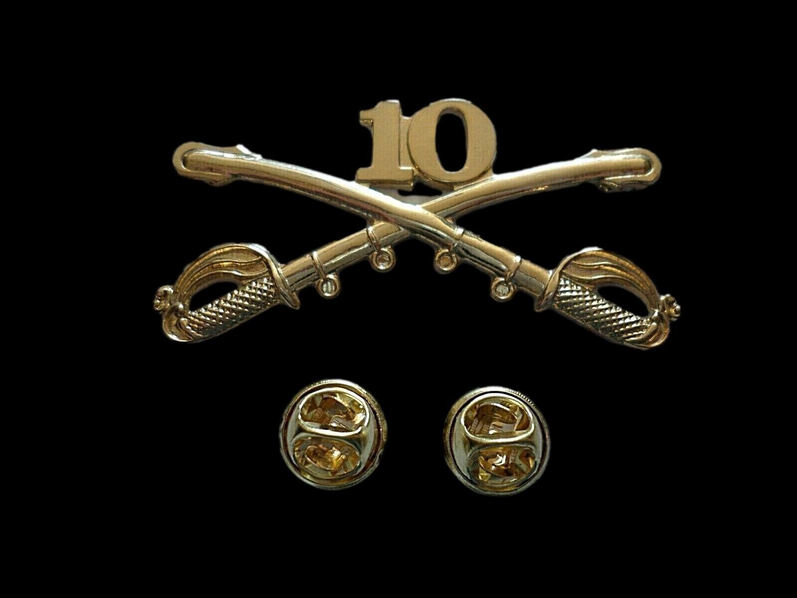 10th CAVALRY SWORDS SABERS MILITARY HAT PIN REGIMENT BADGE BUFFALO SOLDIERS