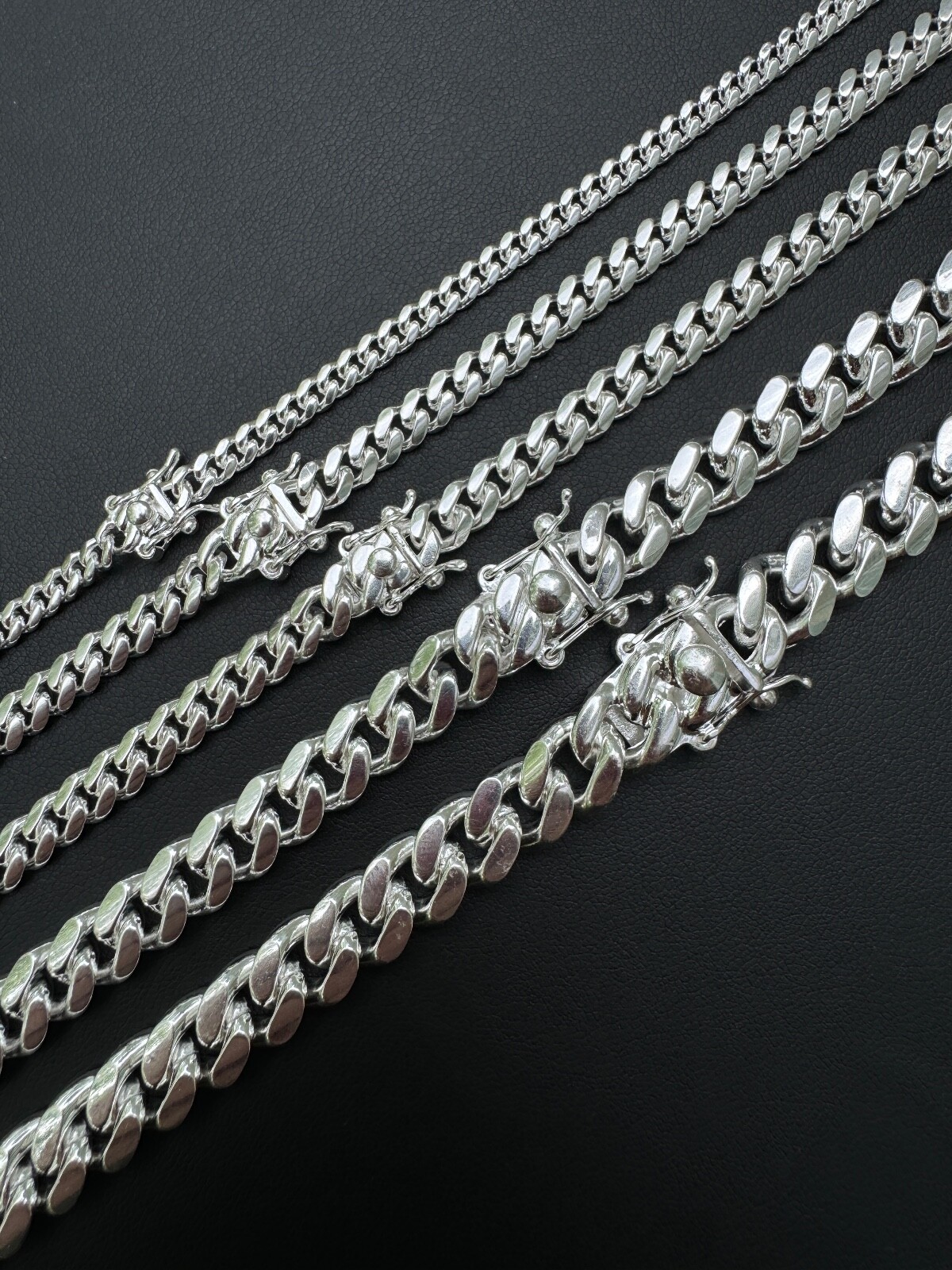 Real Miami Cuban Link Chain Or Bracelet Solid 925 Sterling Silver Box Lock ITALY