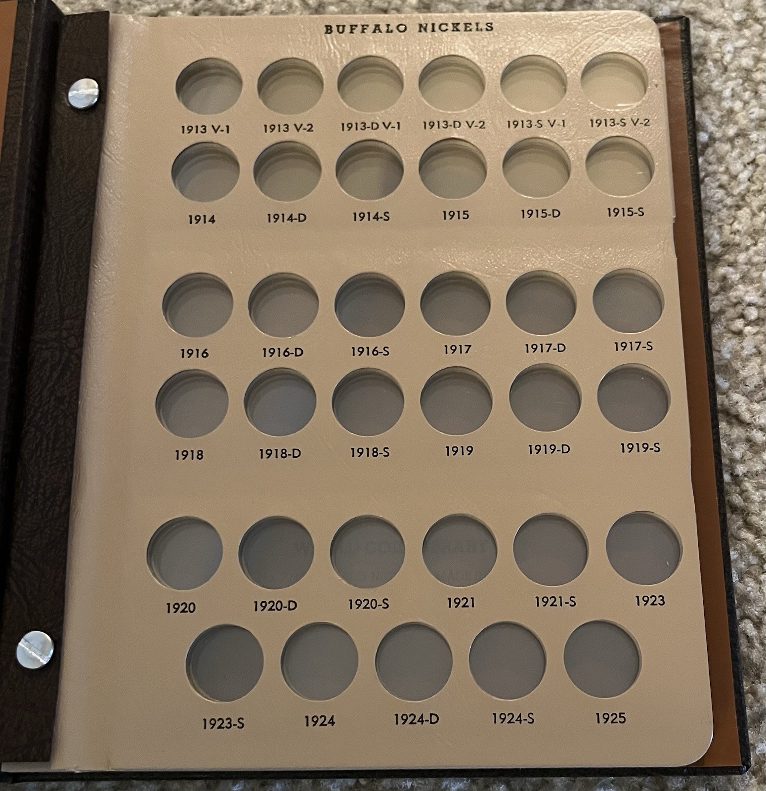 DANSCO COIN ALBUM #7112 BUFFALO NICKELS 1913-1938