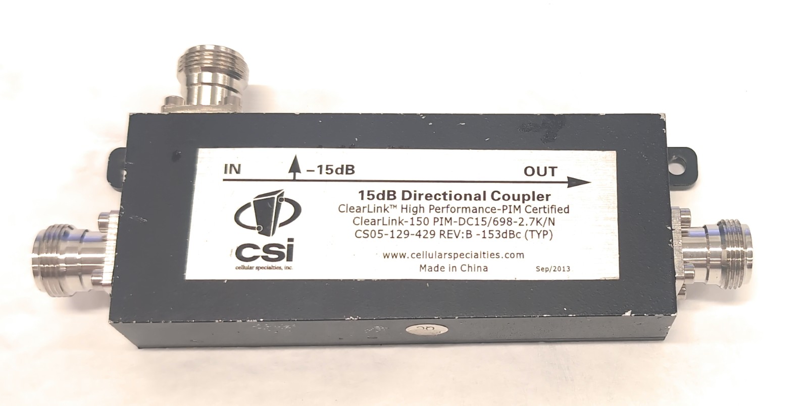 CSI 698-2700MHZ -15dB Directional Coupler 200W ClearLink-DC15/698-2.7K/N