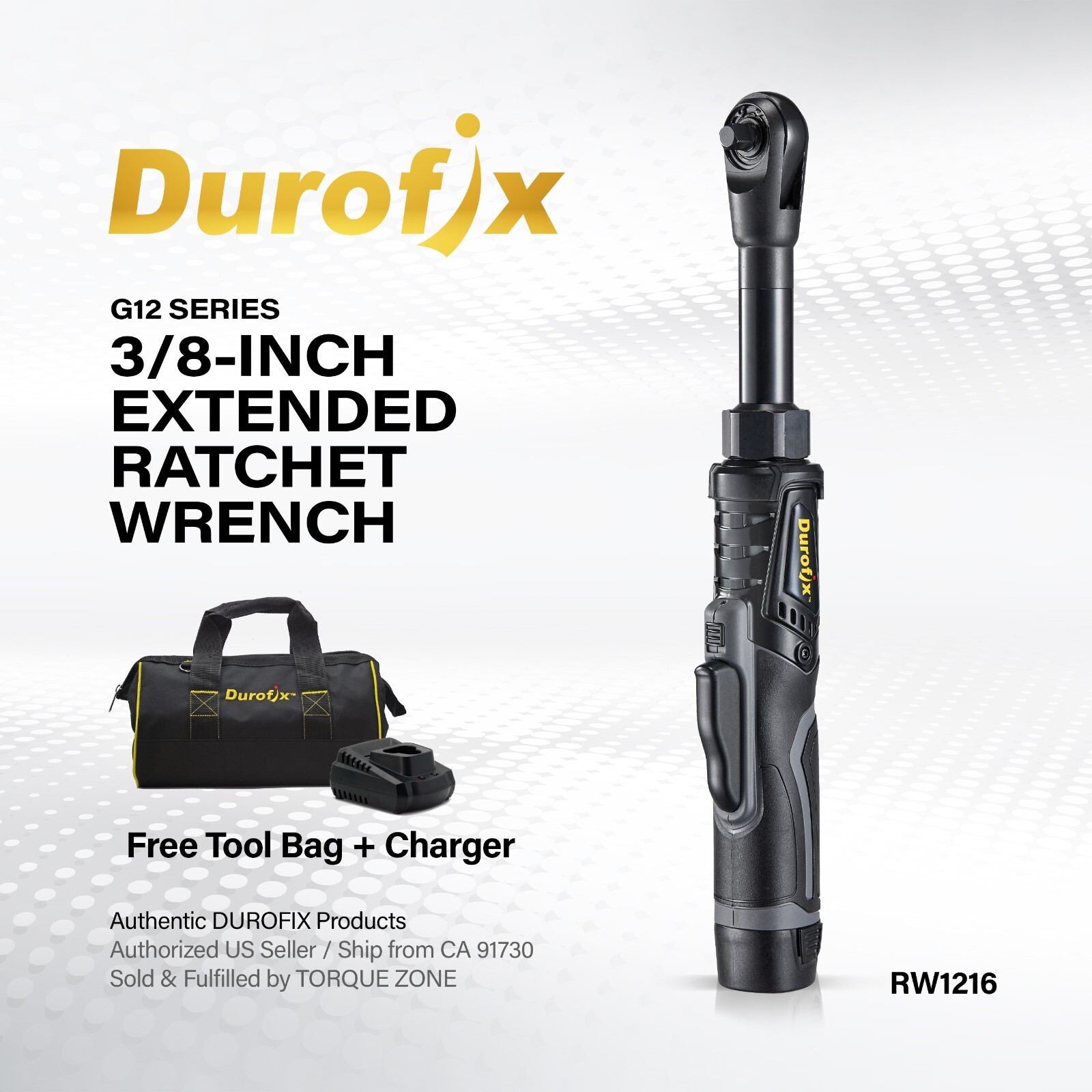 Durofix RW1216-3P G12 12V 3/8" 65 ft-lbs.Extended Reach Electric Ratchet Wrench