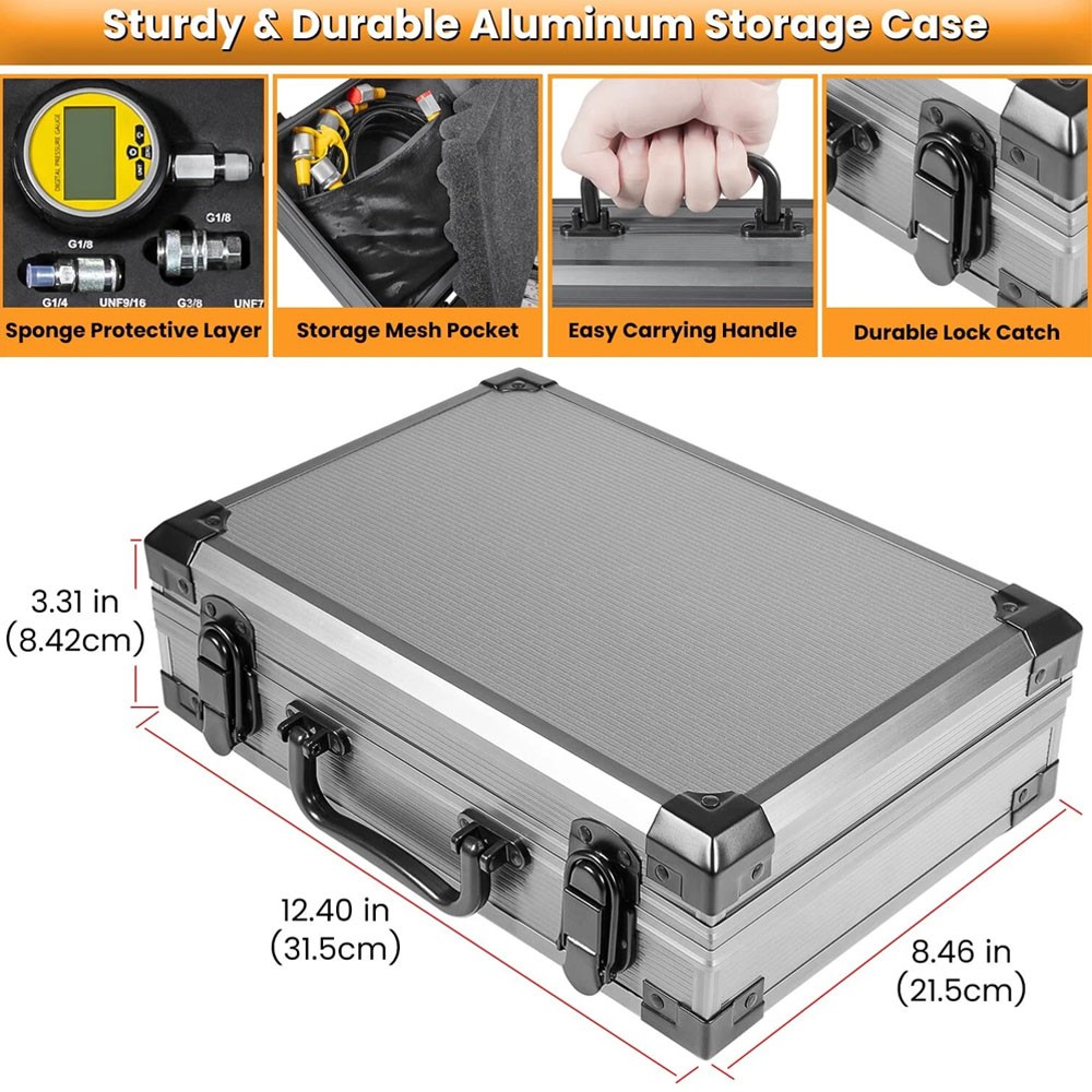 70M Digital Hydraulic Pressure Test Kit-2 Gauge 11 Coupling 2 Hose for Excavator