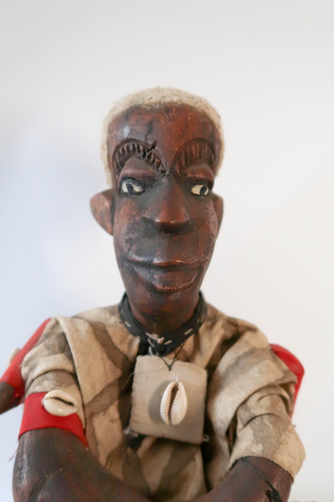 Large 15" Vintage Moroccan Folk Art Leather Doll Medicine Man Shaman Figurine