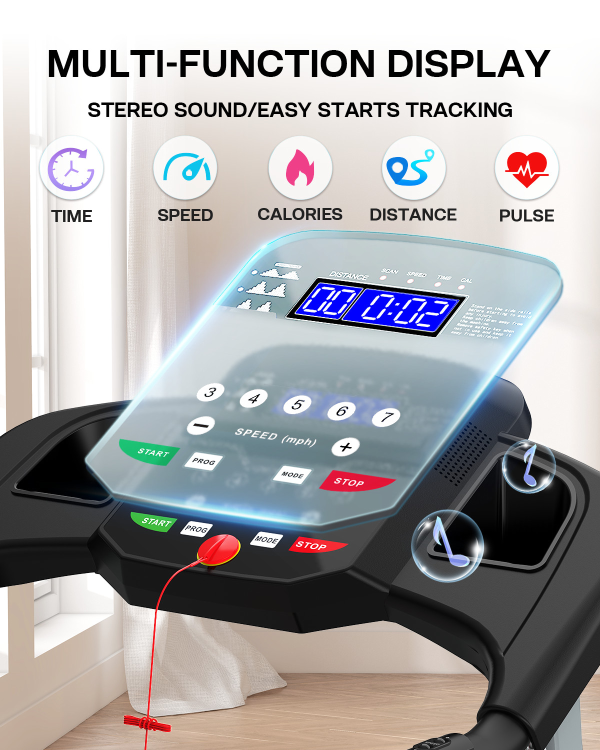 Foldable Treadmills for Home with Incline, 2.5 HP, 265lb,7.5 MPH,Running Machine