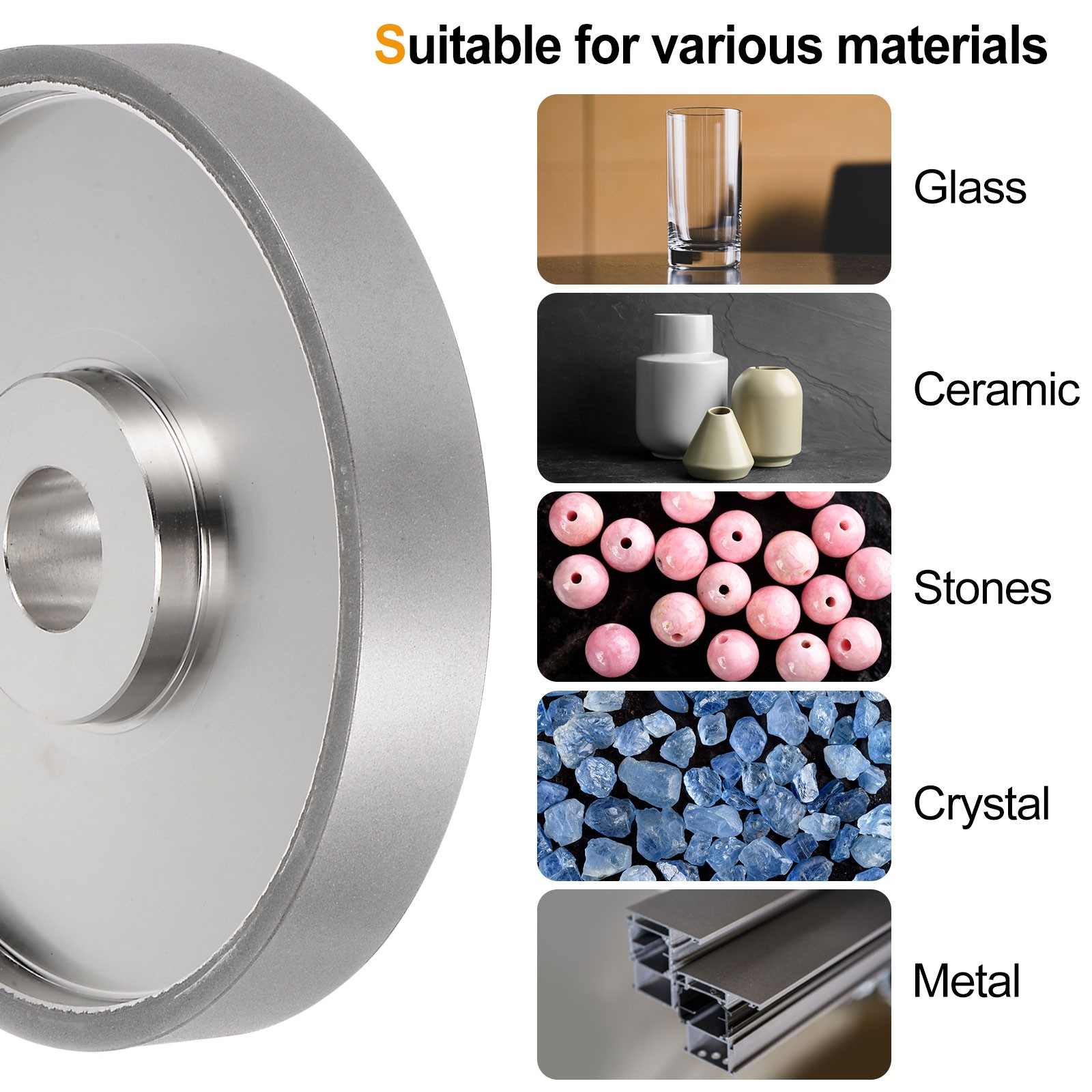 Diamond Lapidary Wheel 6" x 1" Arbor Hole 600 Grit Grinding Wheels