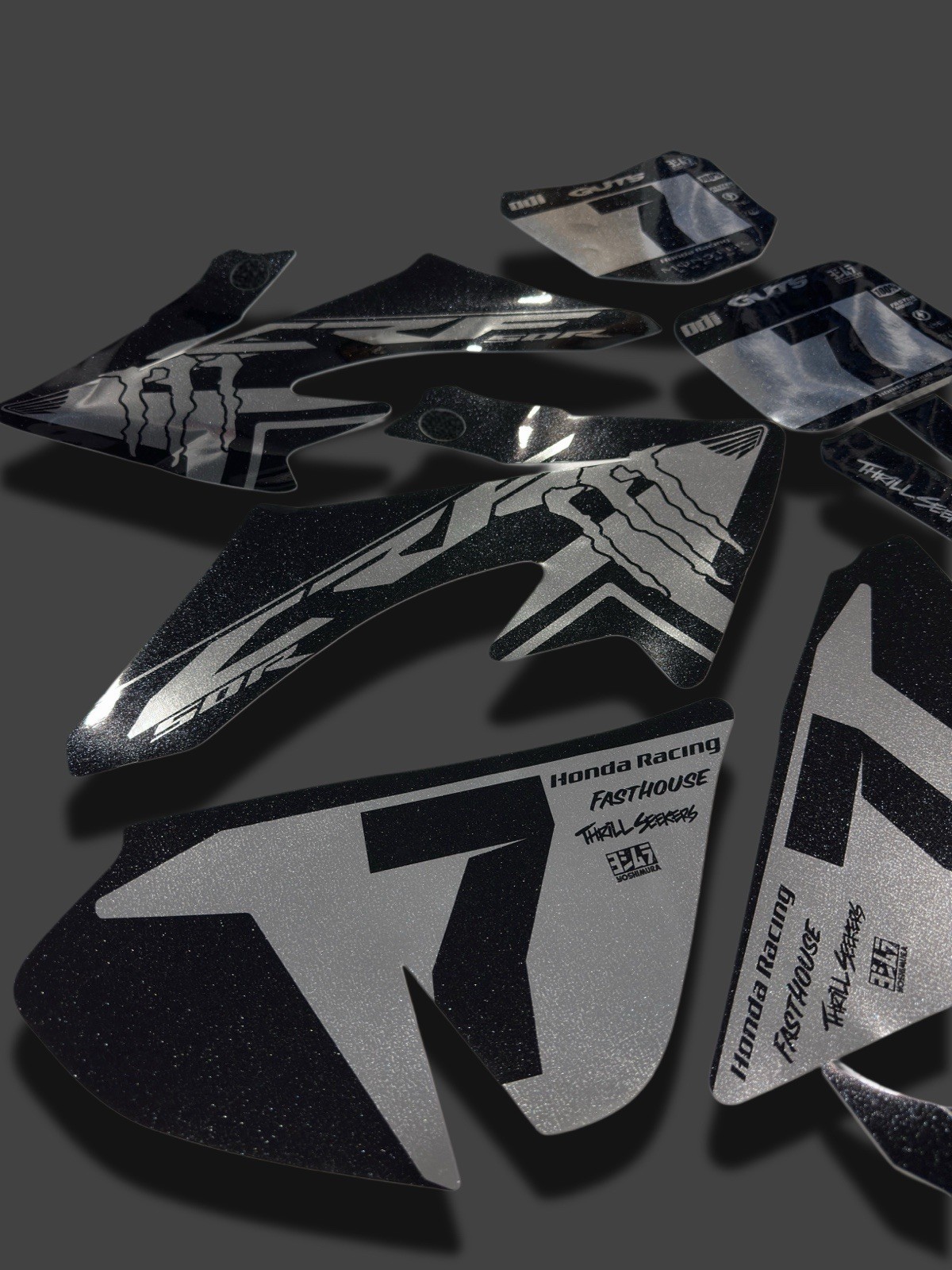 HONDA CRF50 GRAPHICS KIT DECALS THICK & HIGH GLOSS (CHROME WITH SPARKLE FINISH)