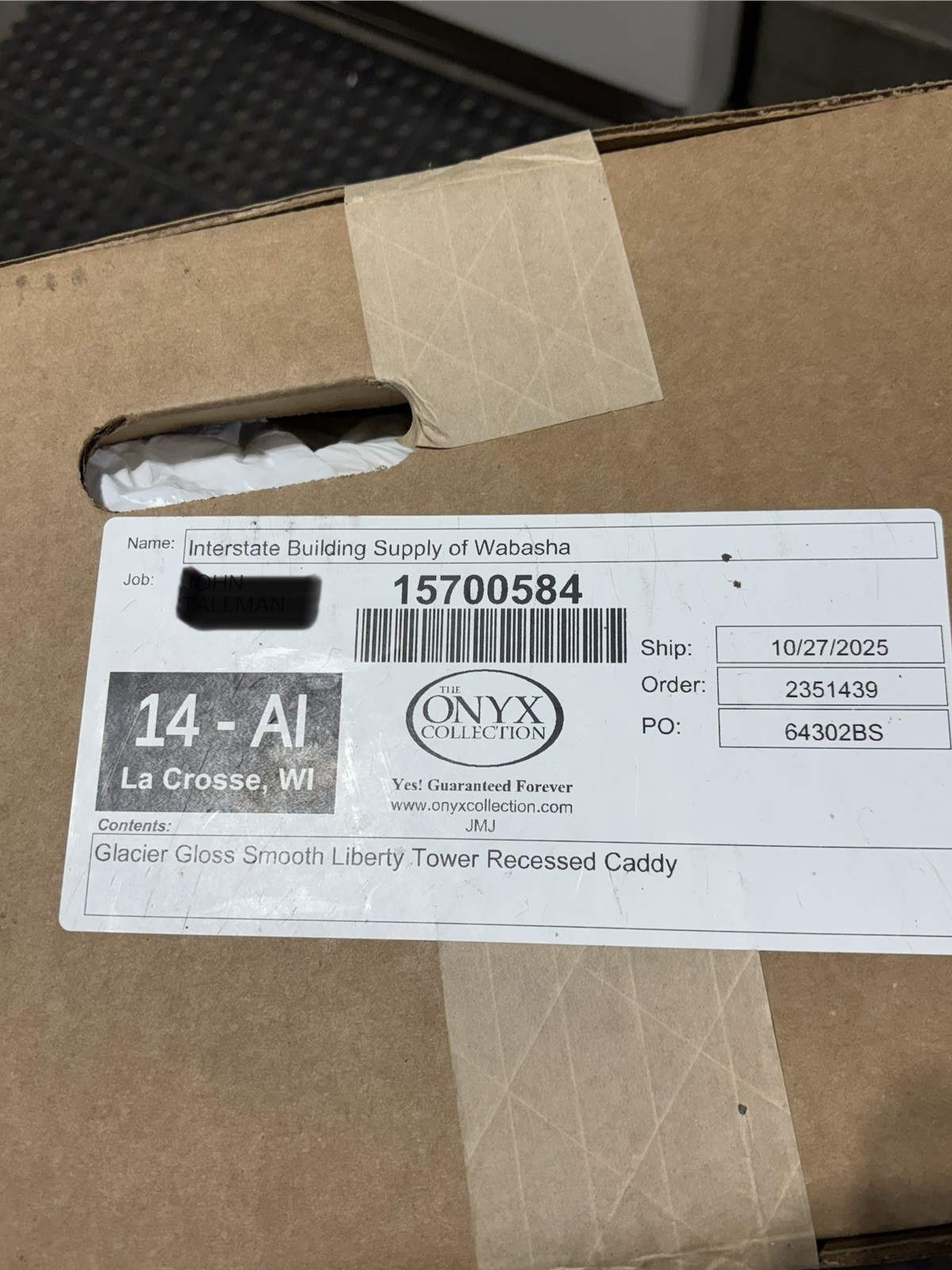 NEW Onyx Liberty Tower Recessed Shower Caddy –Glacier Bright Wh 3 Shelf Niche