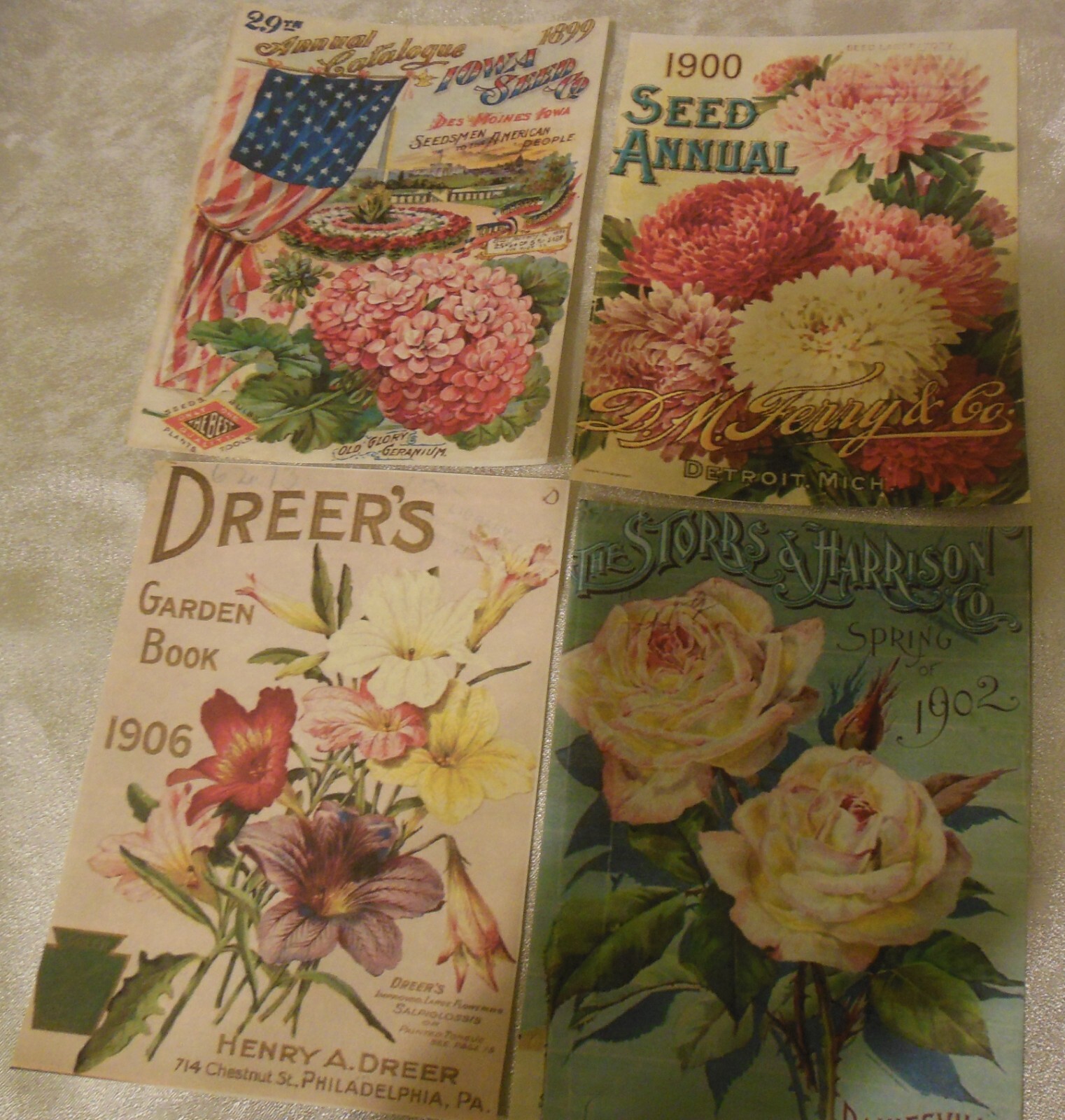 Set of 16 LARGE Vintage Seed Catalog Cover images-Flowers-1800's to early 1900's