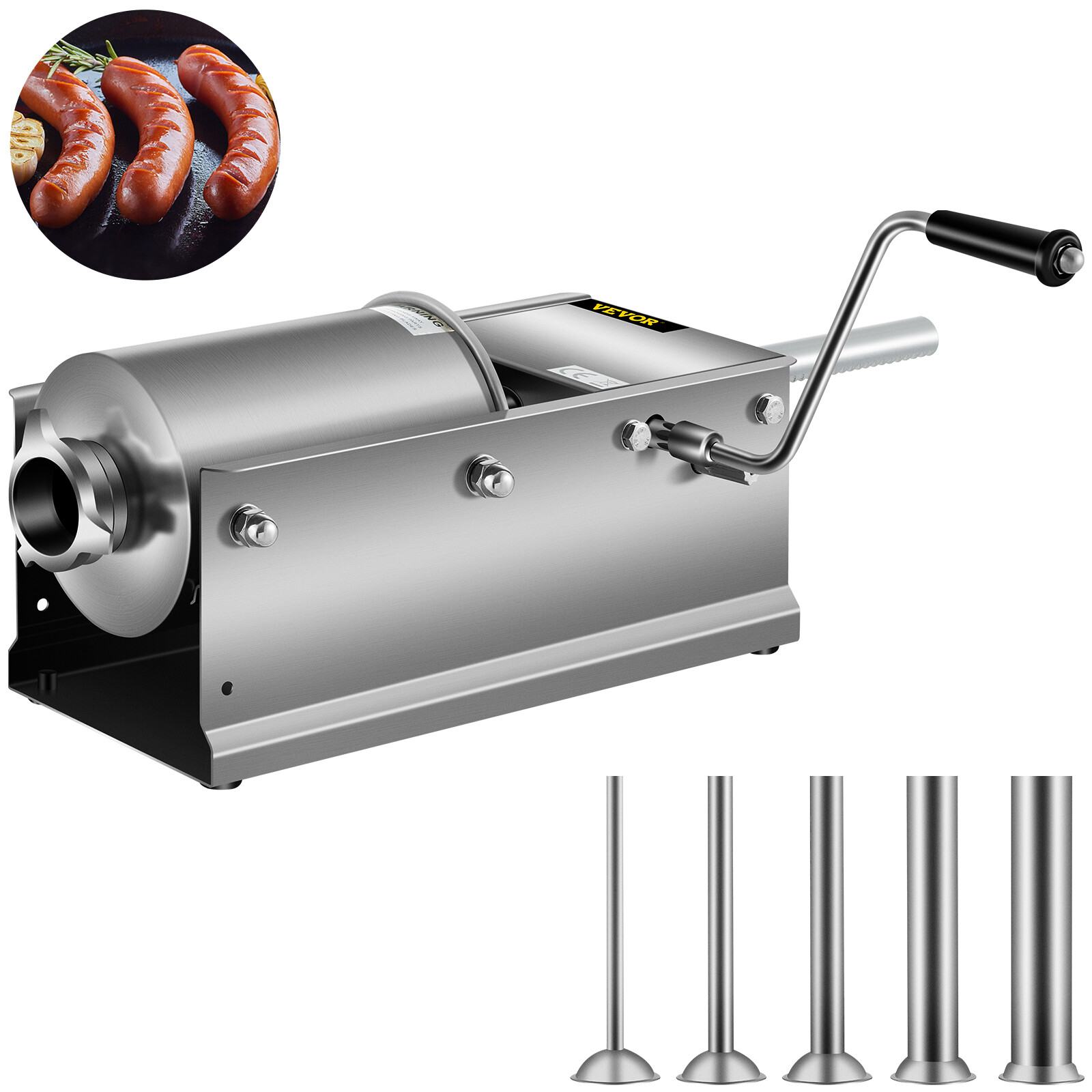 VEVOR 3L Horizontal Commercial Sausage Stuffer 2Speed Stainless Steel Meat Press