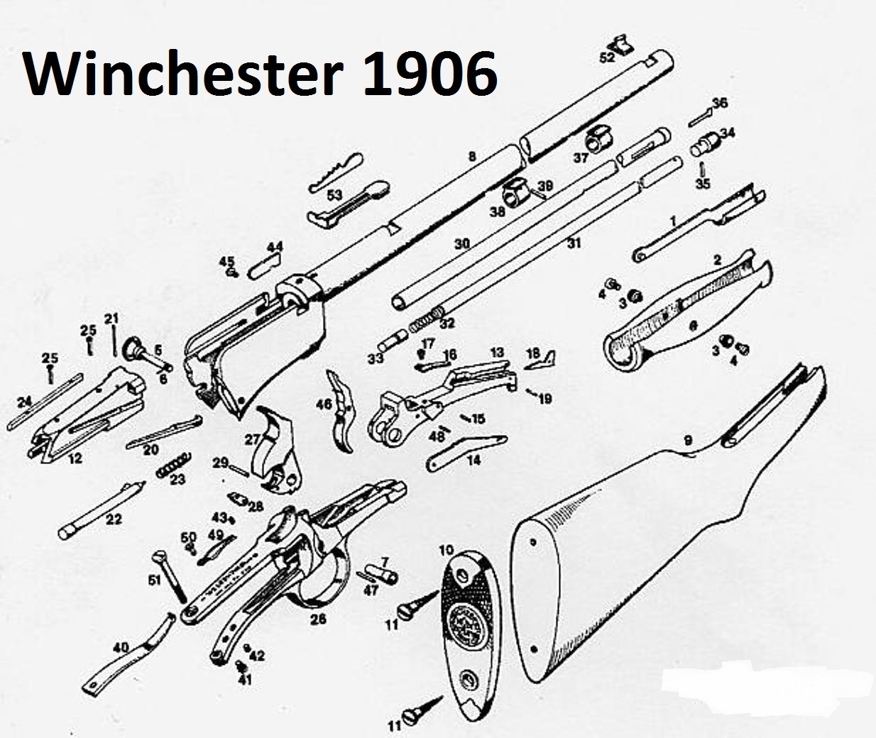 Winchester Model 1906 Logo Butt Plate - also fits Models 36 and Thumb Trigger