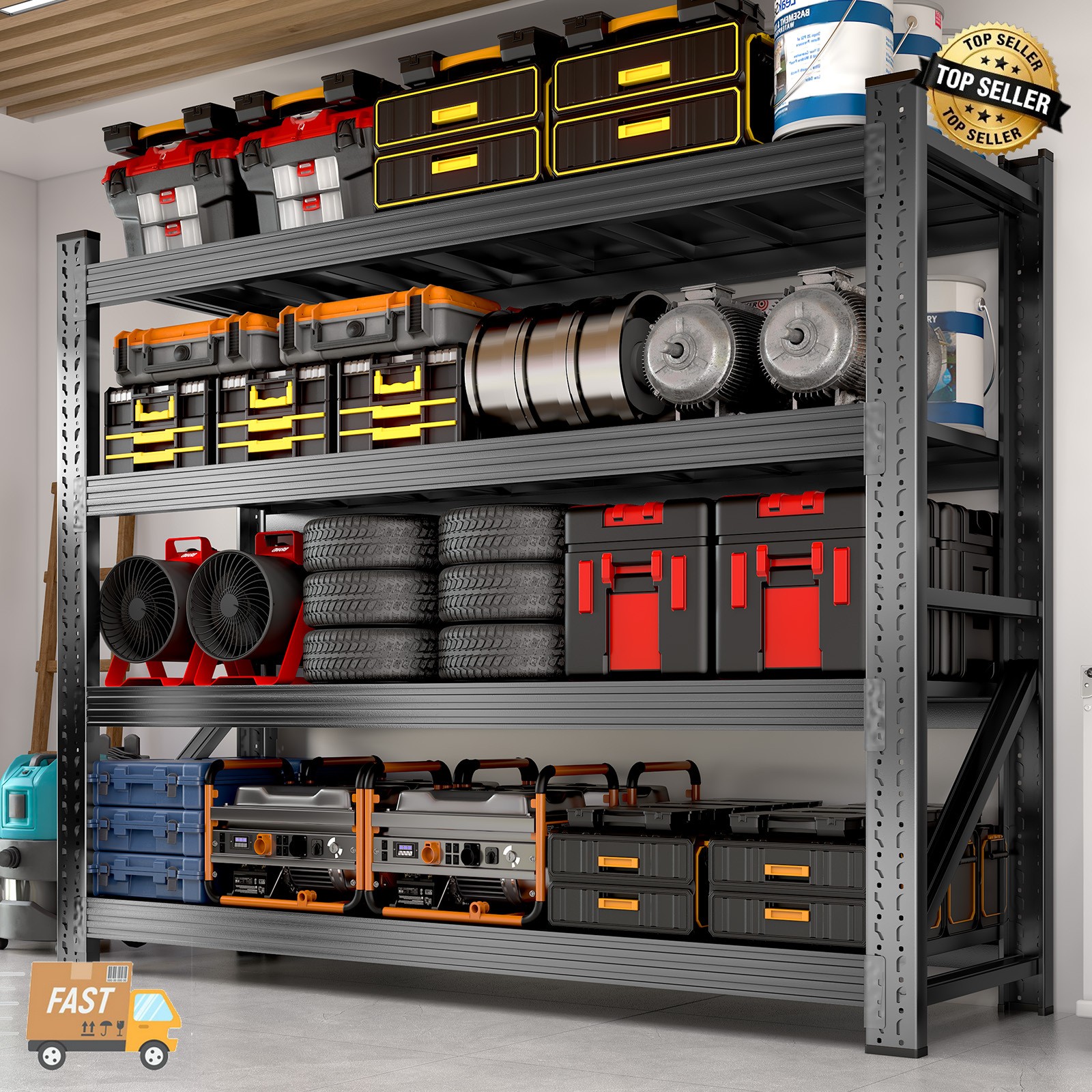 6000 LBS Garage Shelving Heavy Duty 4 Tier Storage Shelves Metal Organizer Rack