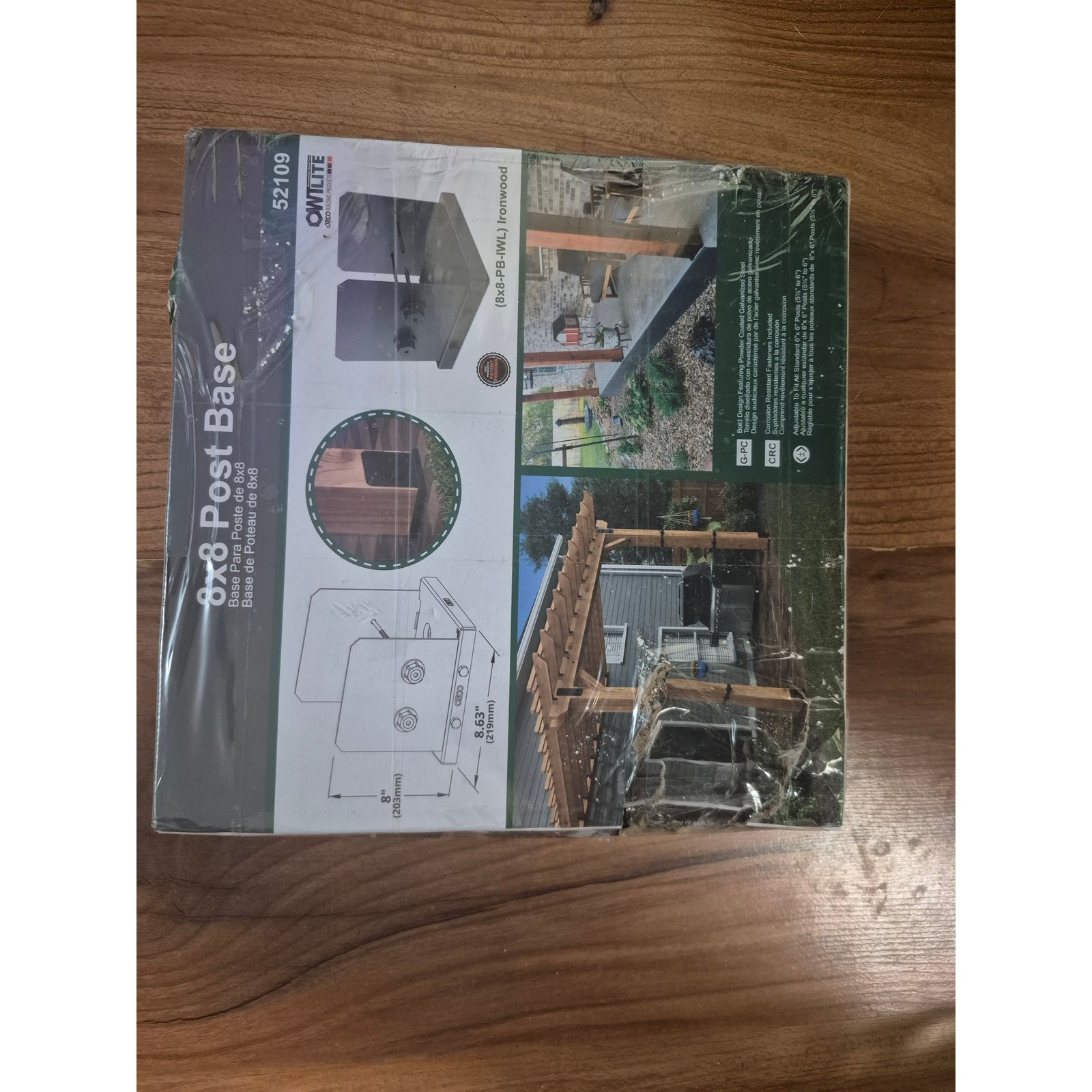 Ozco Ironwood Lite 8x8 Post Base Kit Galvanized Steel Base and Screws 52109 s36