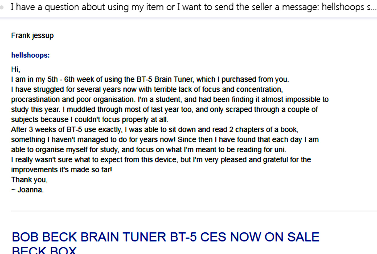 BOB BECK CES BRAIN TUNER Model BT-5 basic model or optional Choices