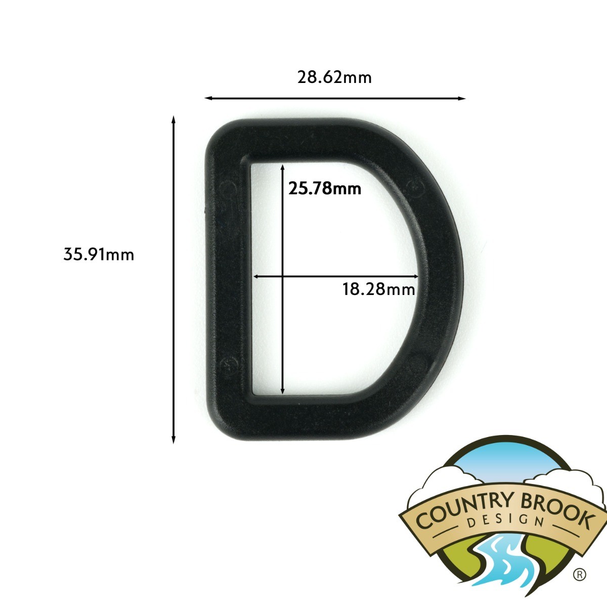Country Brook Design® 1 Inch Black Plastic D-Rings, 50 Pack