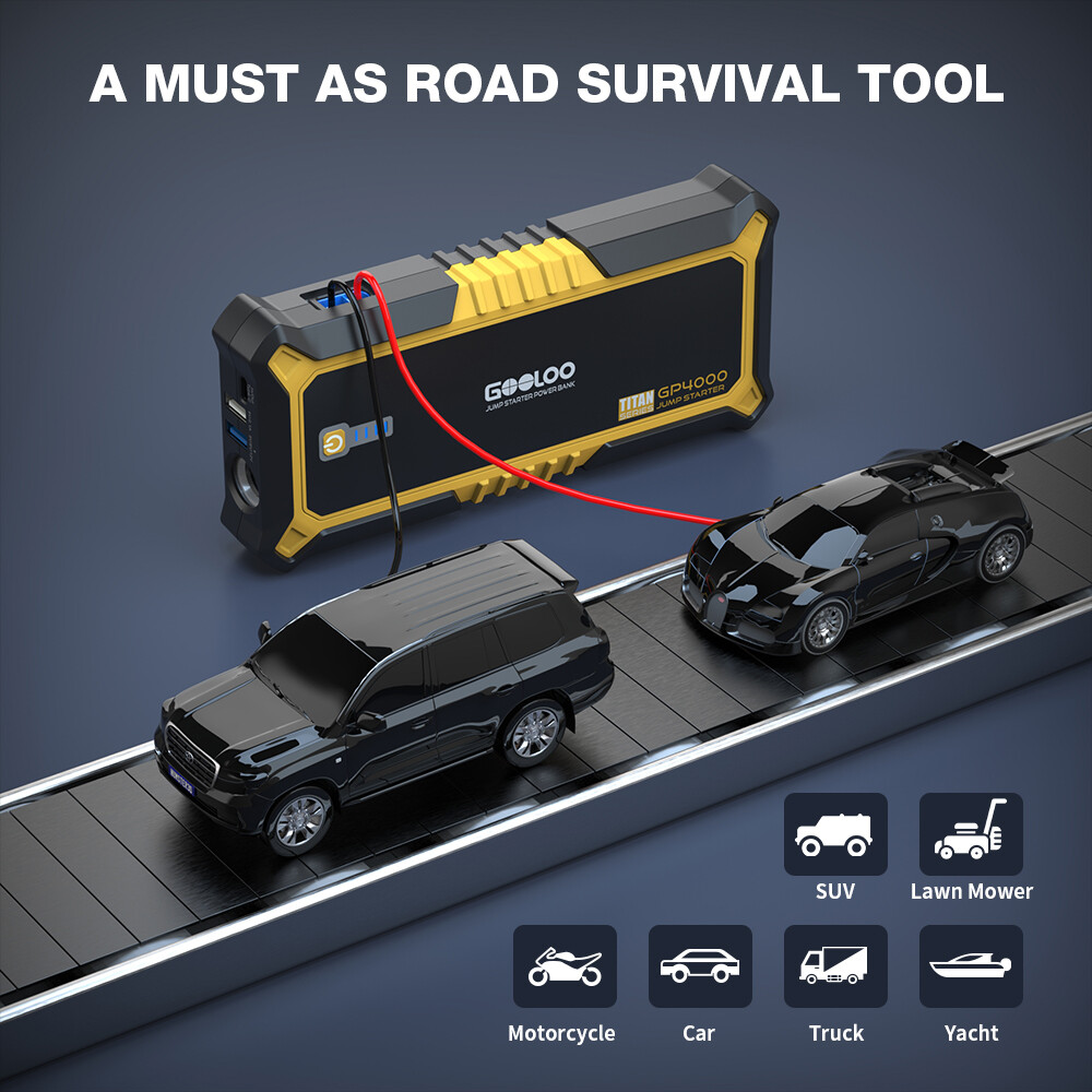 GOOLOO 4000A Car Jump Starter Power Bank Lithium Battery 12V Jump Box Portable